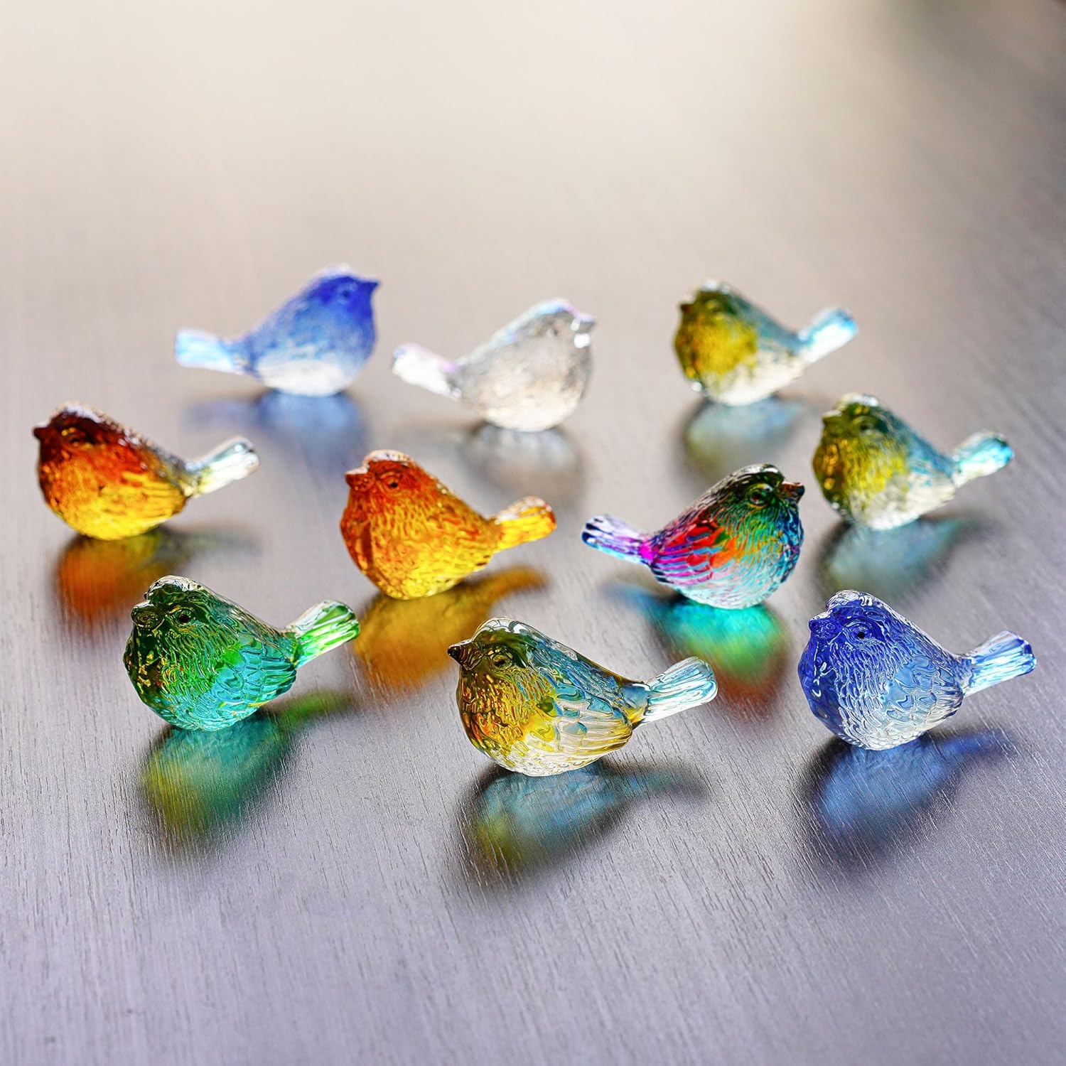 3'' Art Glass Birds Animal Collectible Figurines Gifts for Women / Colorful-3 / Set of 4