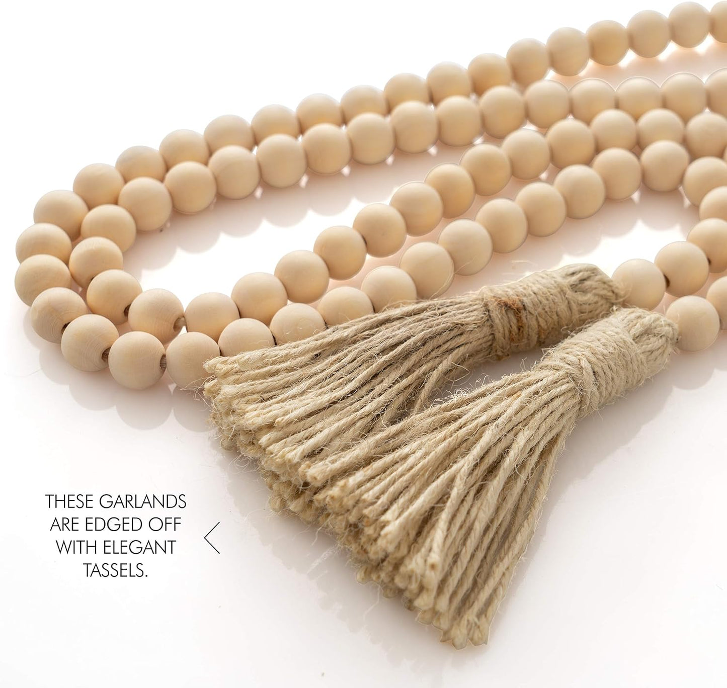 Farmhouse Beads Wooden Garland- Wood Prayer Bead Garland