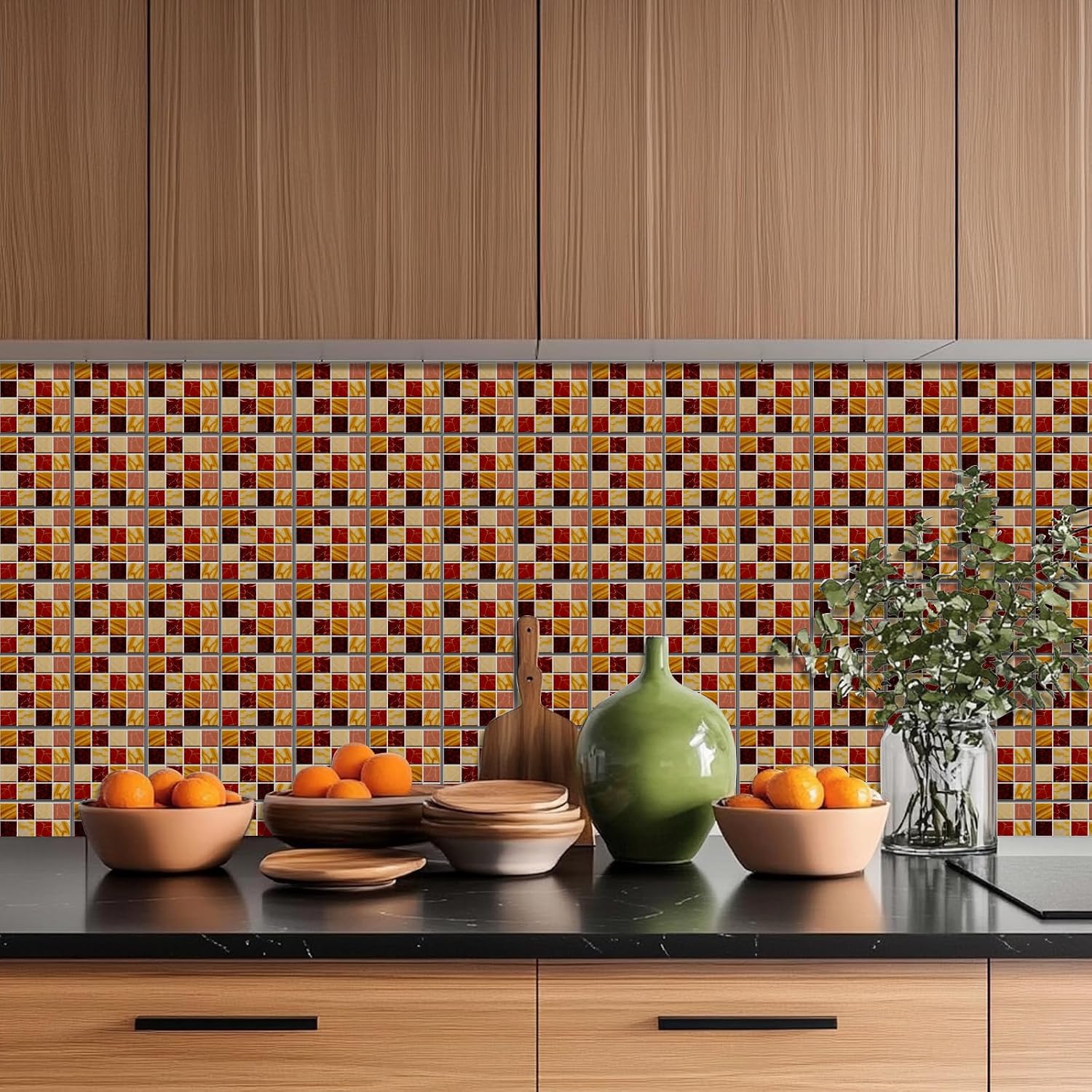 Peel and Stick Mosaic Tile Stickers Waterproof Self / Various Mosaic Style / 4 x 4 / Set of 36