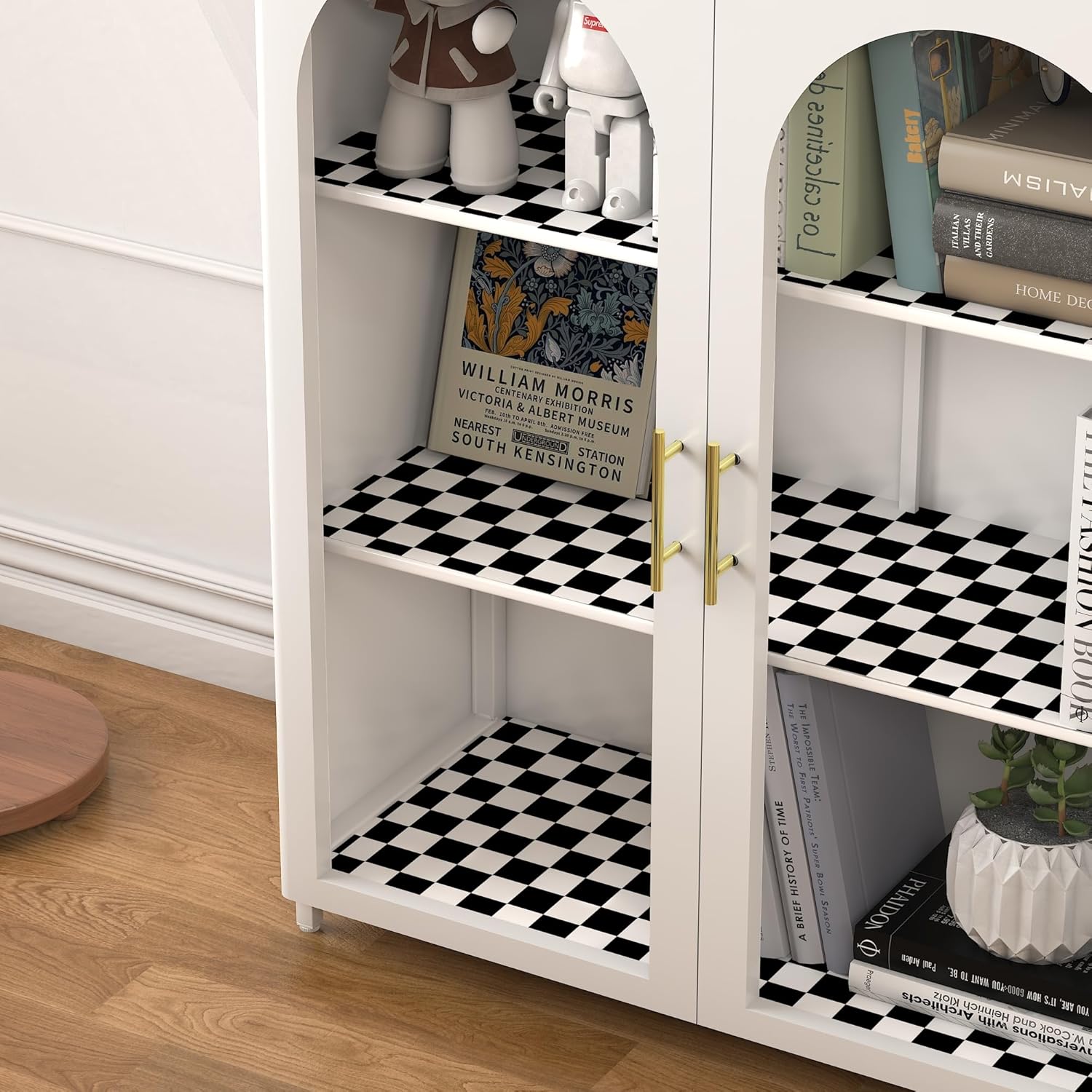 Modern Peel and Stick Wallpaper and White Mosaic Checkered Contact Paper " Self / 17.7 x 197 / Black
