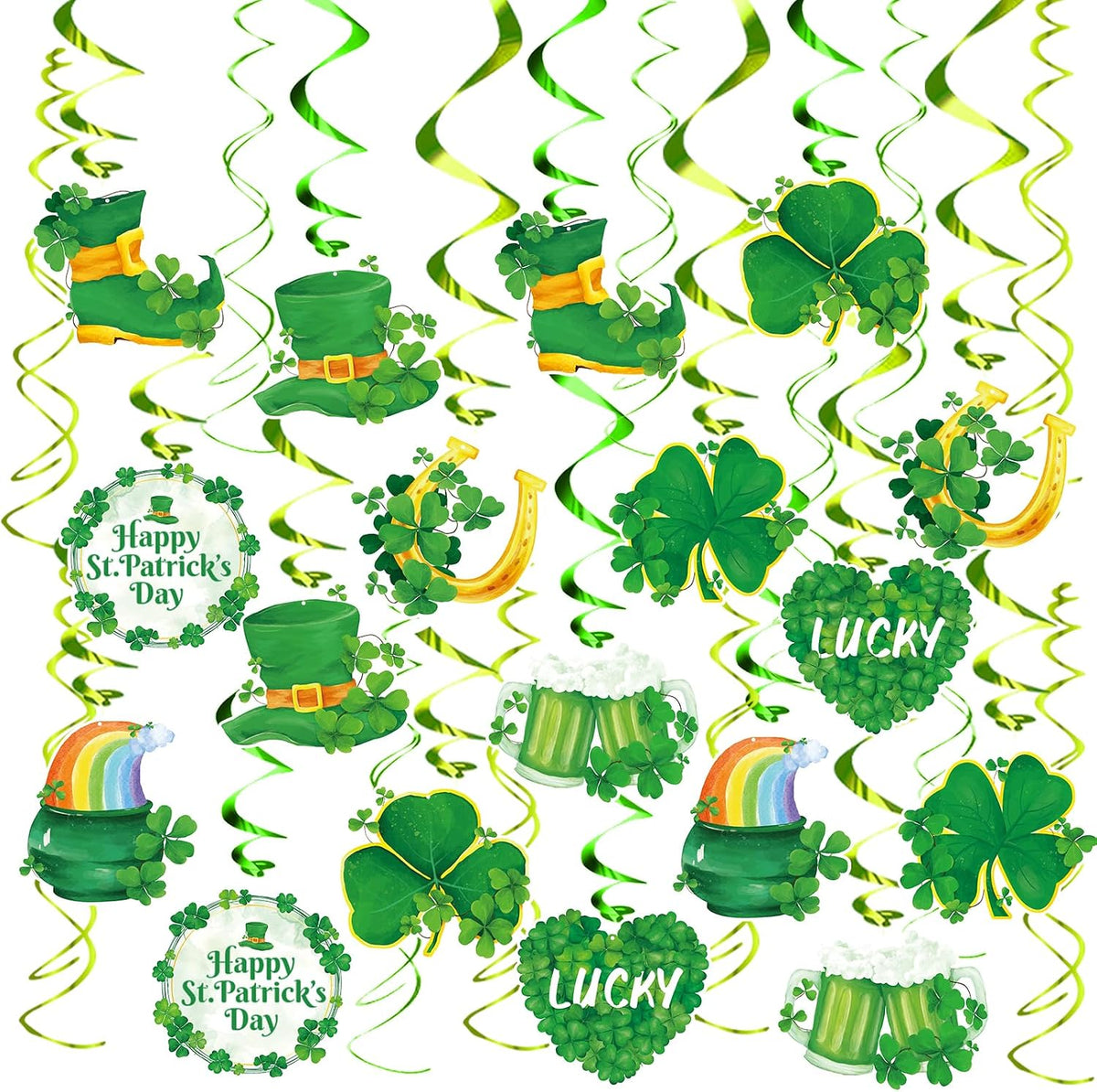 FRIDAY NIGHT 30Pcs St. Patrick's Day Hanging Swirls