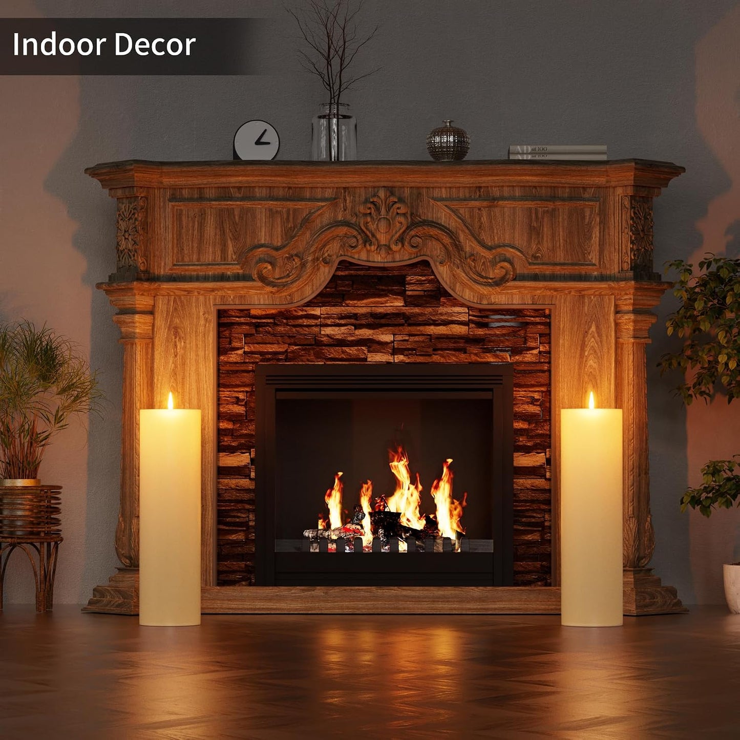 14" x 4" Large Outdoor Candle with Remote Timer Waterproof Ivory 1 Pack | Battery Operated Flameless Pillar Candle