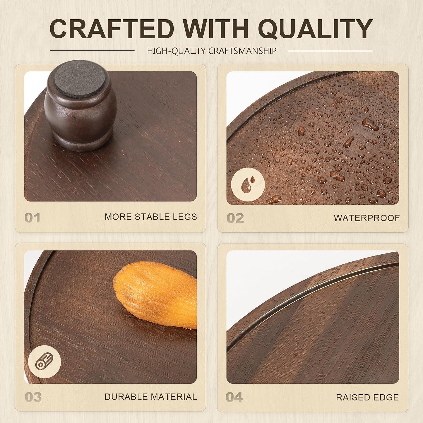 EOSAHR Acacia Wood Display Riser: Pedestal Stand for Home Decor, Dark Brown | 10" Display Stand, Vanity Organizer, Soap