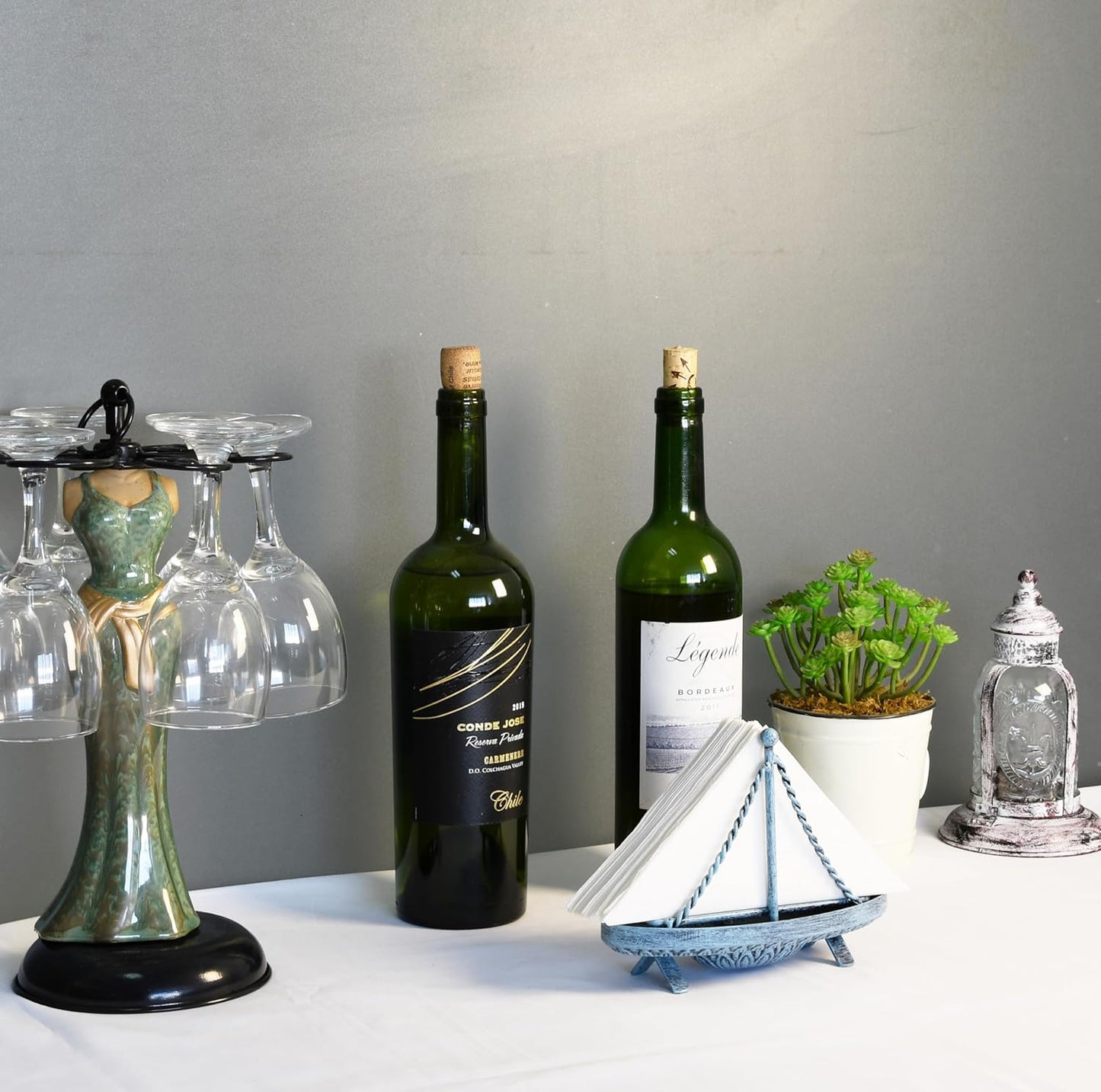 Metal Sailboat Shaped Napkin Holder / Turquoise