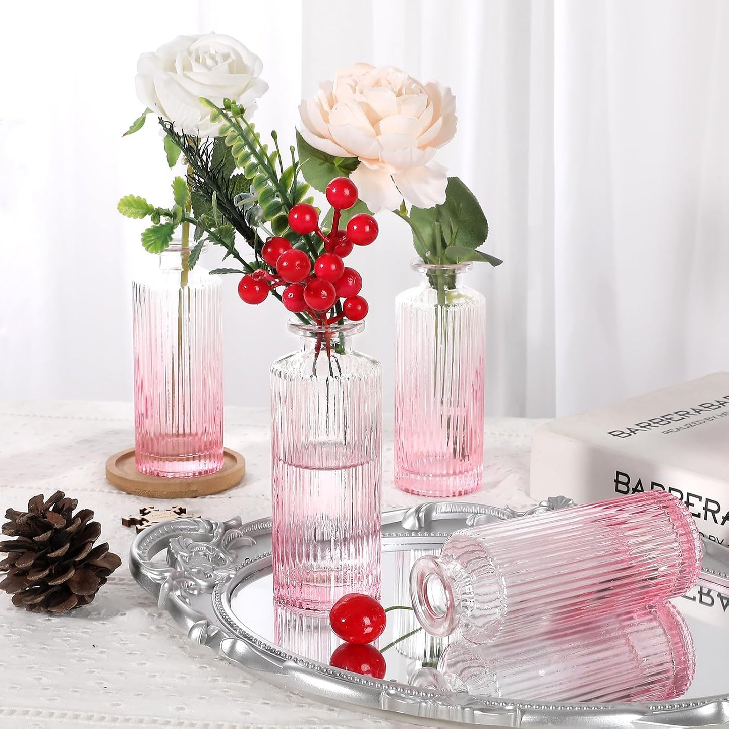Glass Bud Vases / Pink / Set of 20