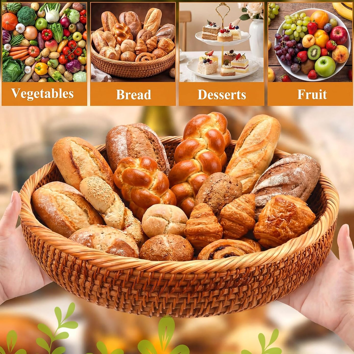 Rattan Bread Baskets / Set of 3