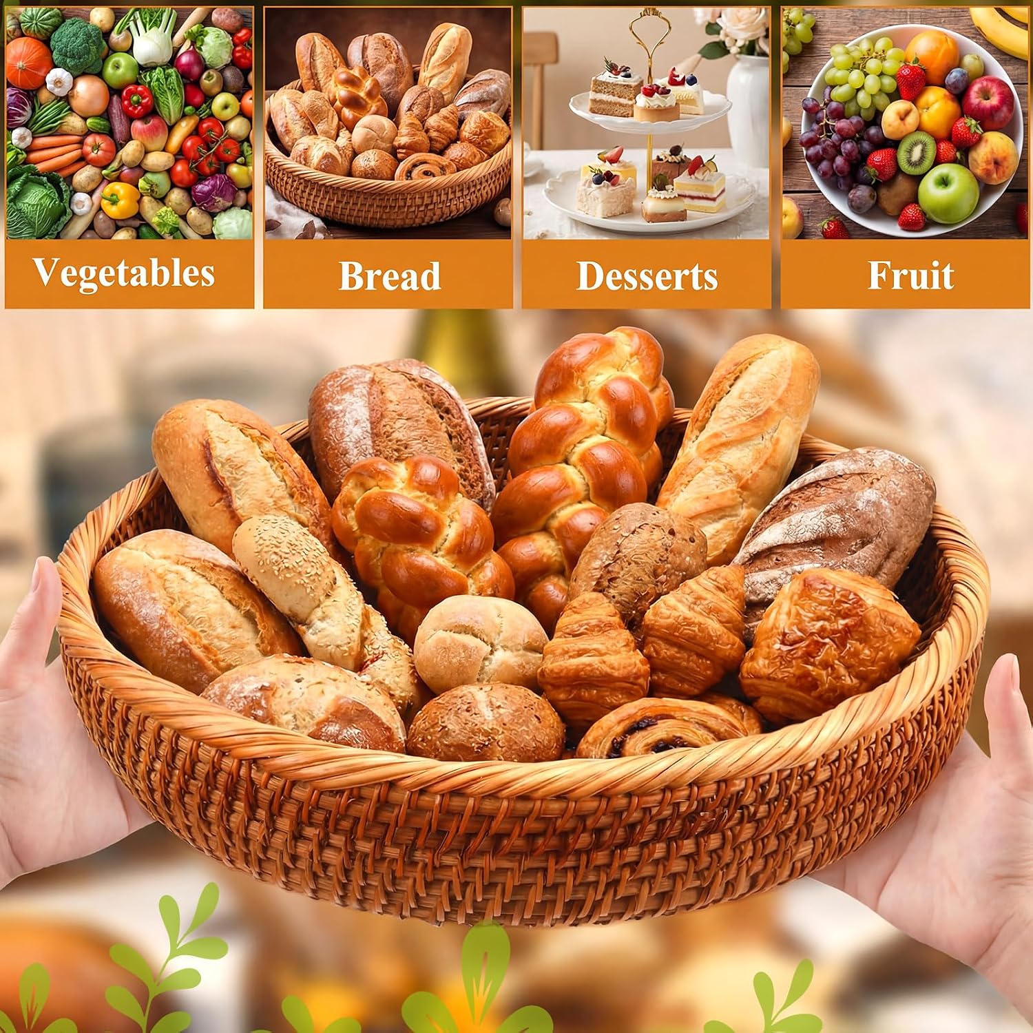Rattan Bread Baskets / Set of 3