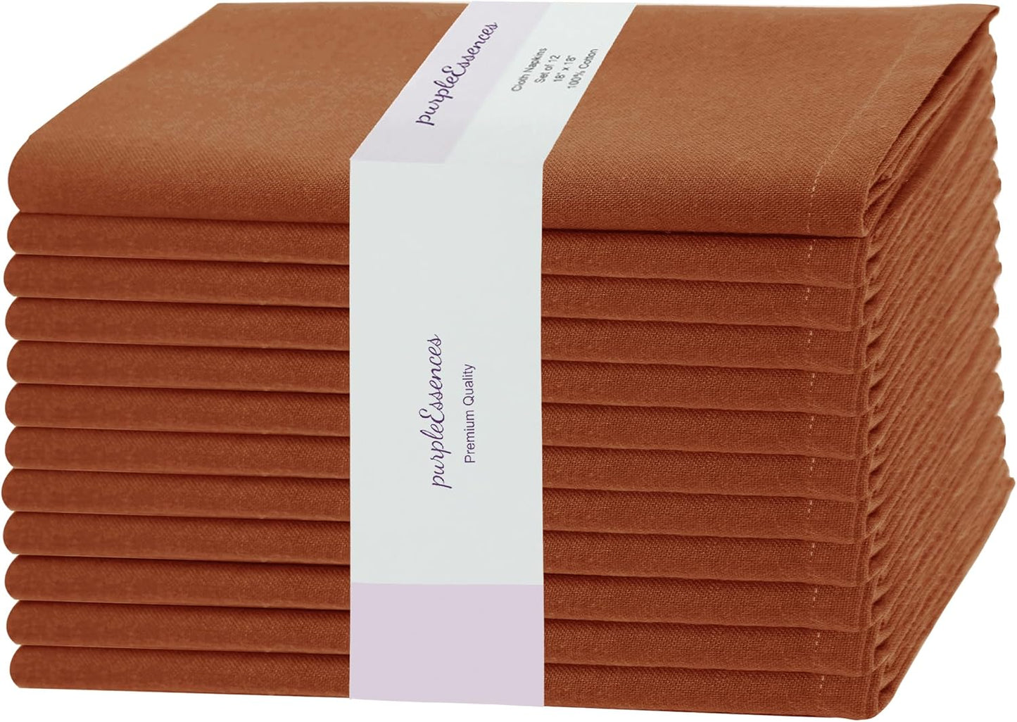 Rust Set of 12 Cloth Dinner Napkins 100% Cotton 18x18 Inch - Soft Durable Washable - Ideal for Farmhouse Party Spring