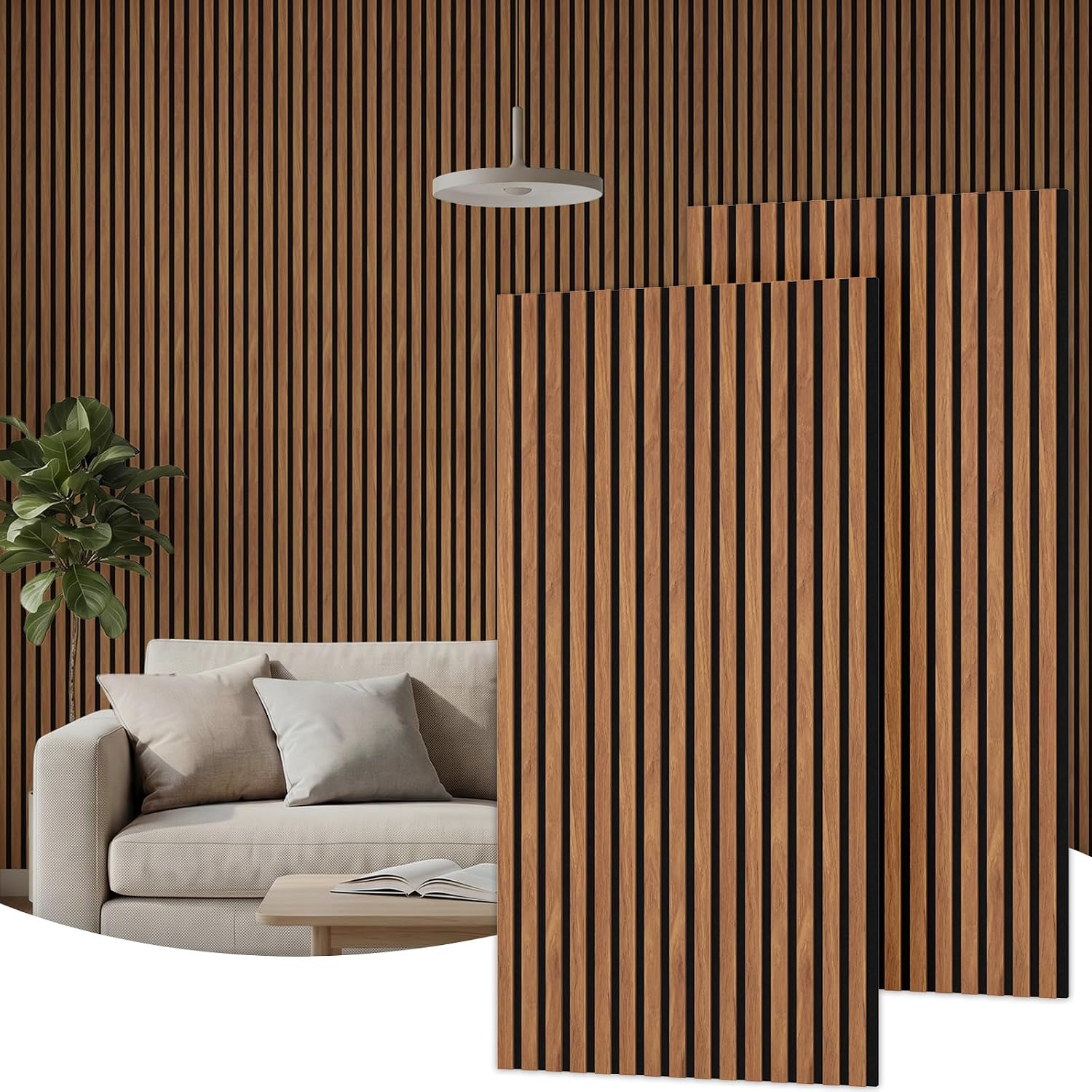 TONOR Wood Wall Panels for Interior Wall Decor, 2 Pack 47.2" x 23.6"(15.47ft²) Wood Slat Aacoustic Panels, Soundproof
