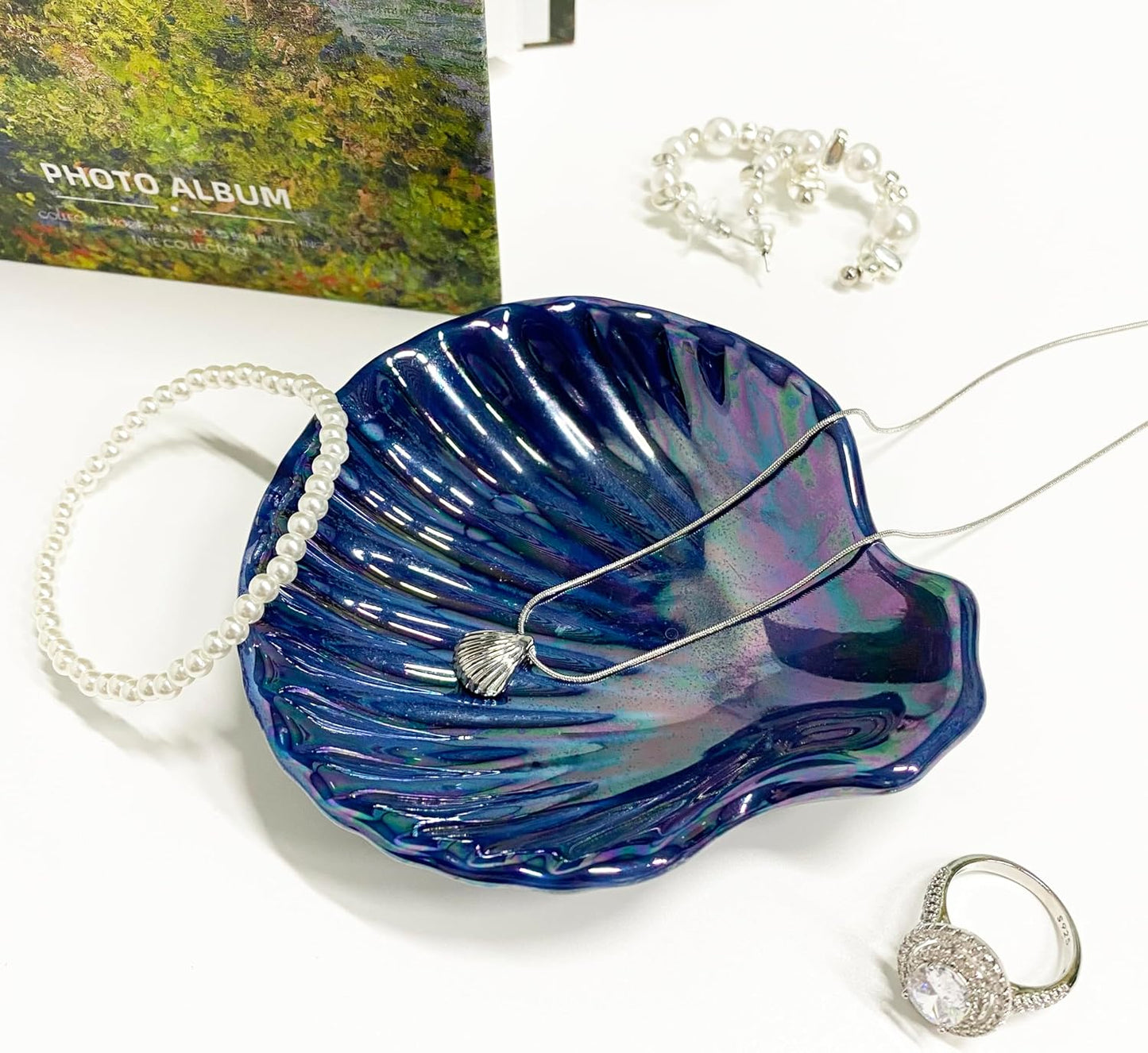 Shell Jewelry Holder Dish / Indigo