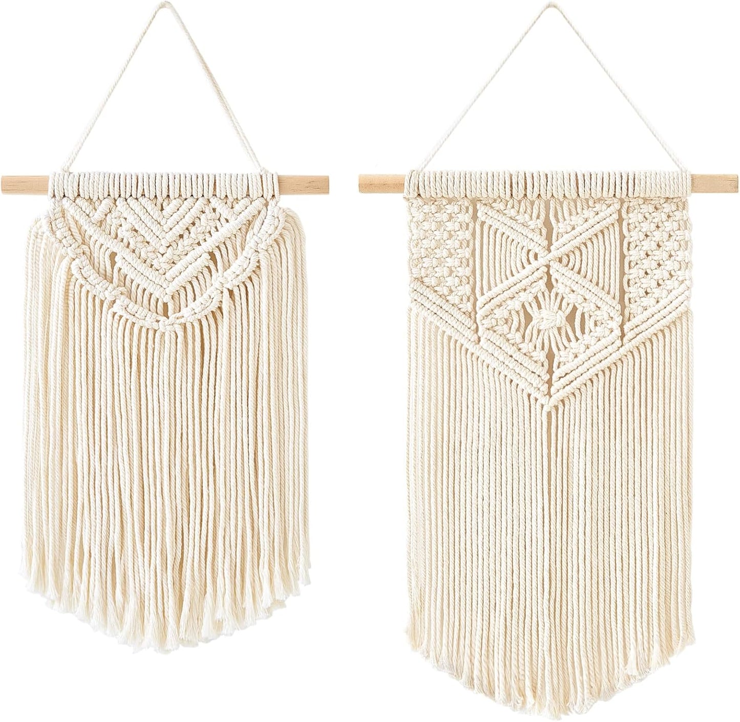 Macrame Wall Hanging Boho Wall Art Decor Woven Chic Bohemian Room Decor / Small / Set of 2