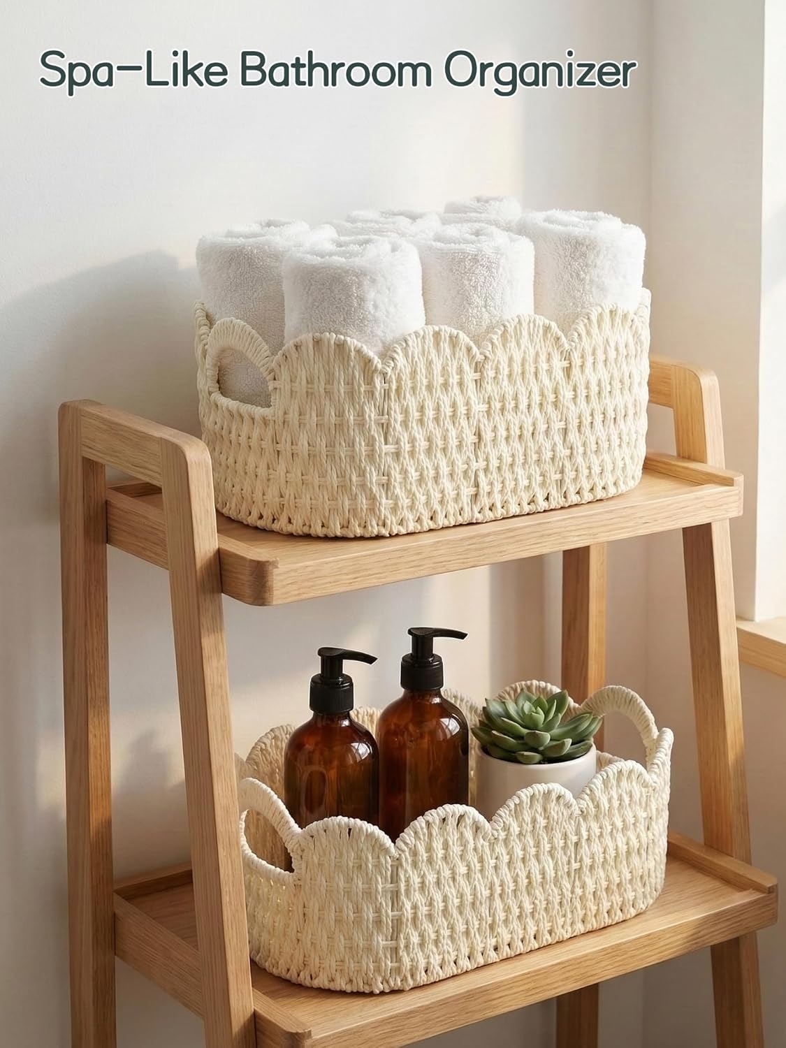 Hand-woven Storage Baskets / White / Set of 2