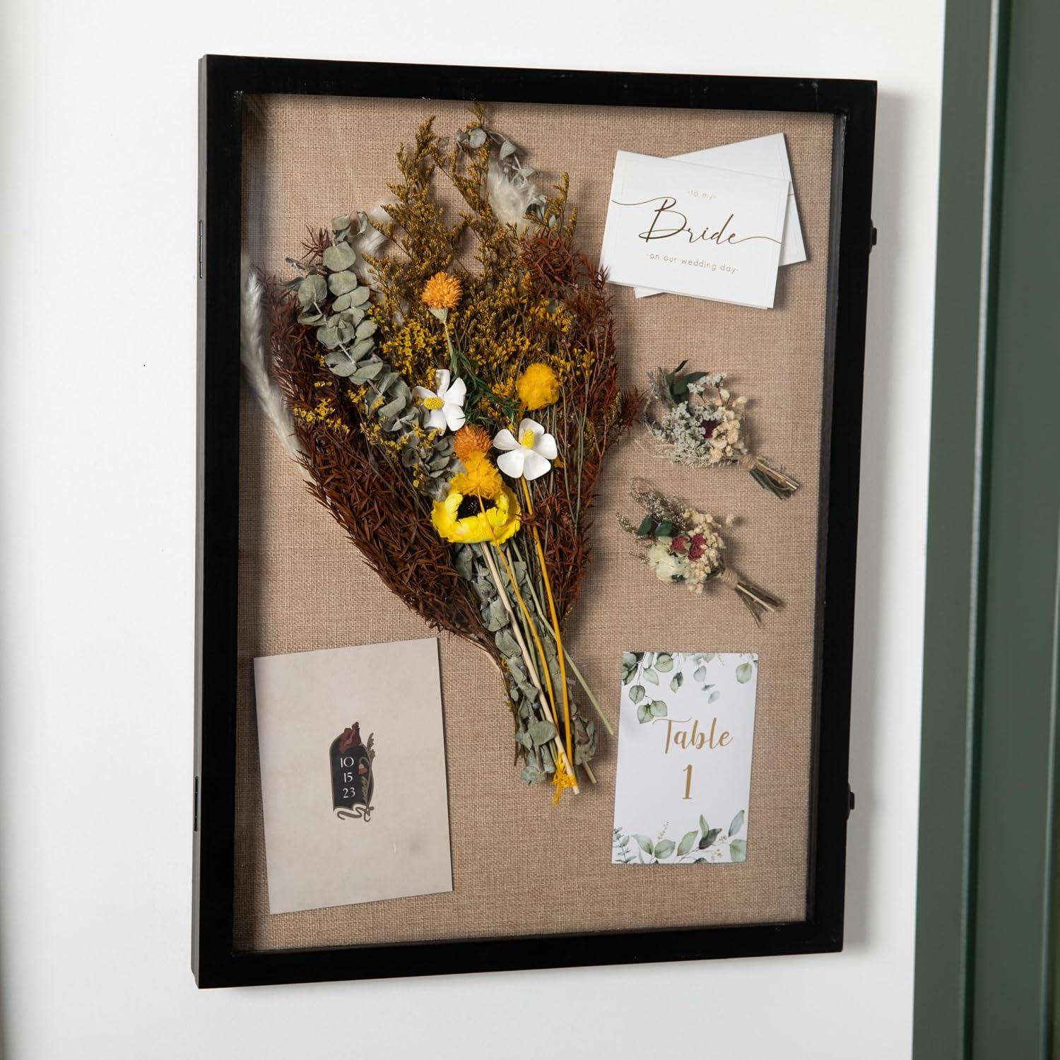 Flash Furniture Peyton Shadow Box Display Case, Solid Pine Wood Frame, Powder Coated Latch and Hinges, Foam Back with