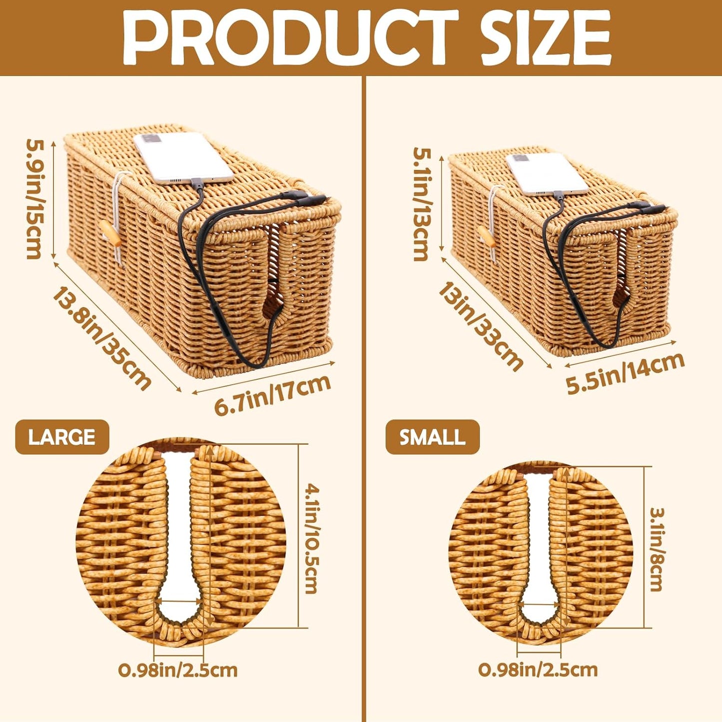 Handmade Rattan Cable Organizer / Set of 2