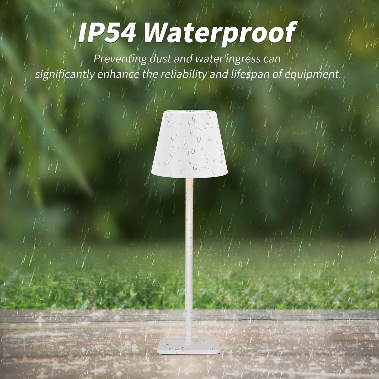 Mr. White Outdoor Waterproof Cordless Wireless Rechargeable Portable Top Touch Battery Operated Powered LED Table Lamp