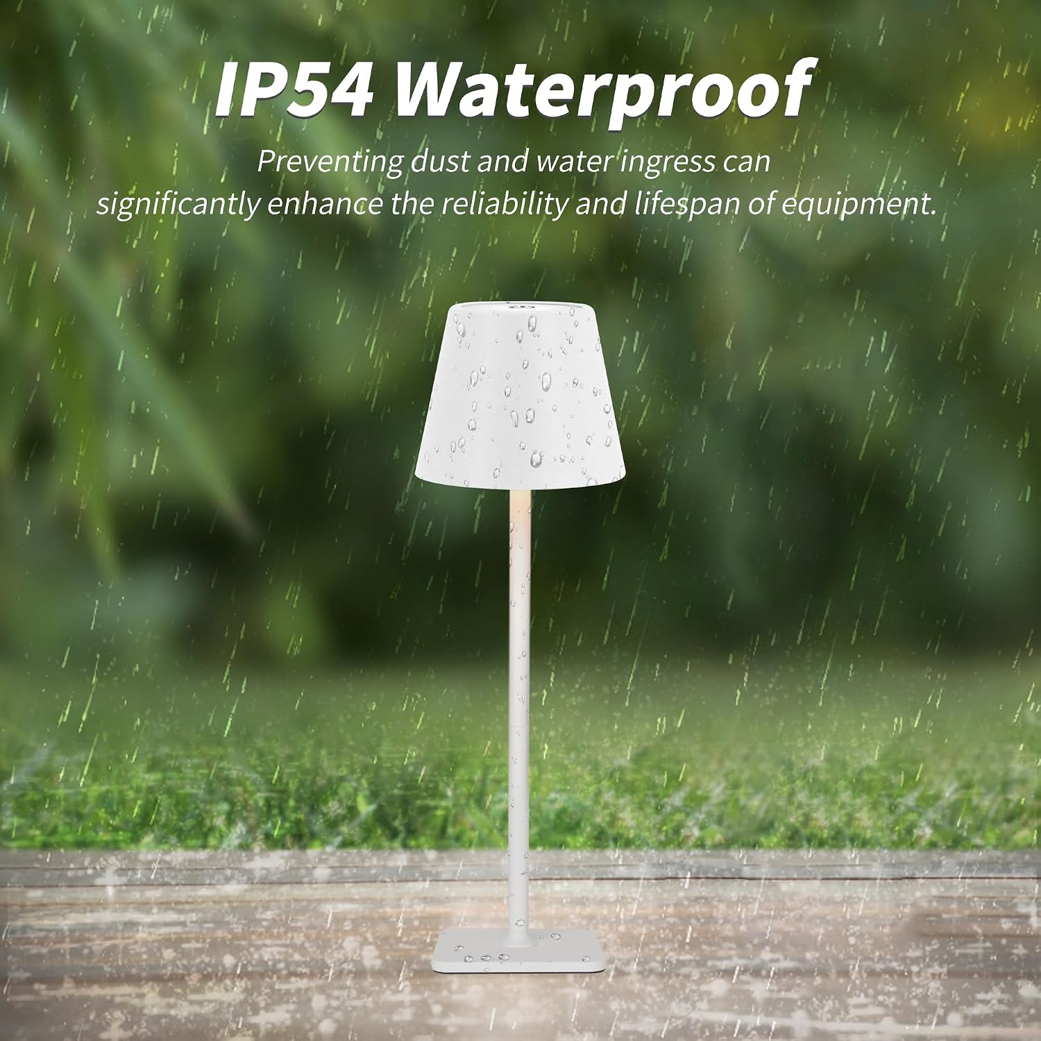 Mr. White Outdoor Waterproof Cordless Wireless Rechargeable Portable Top Touch Battery Operated Powered LED Table Lamp