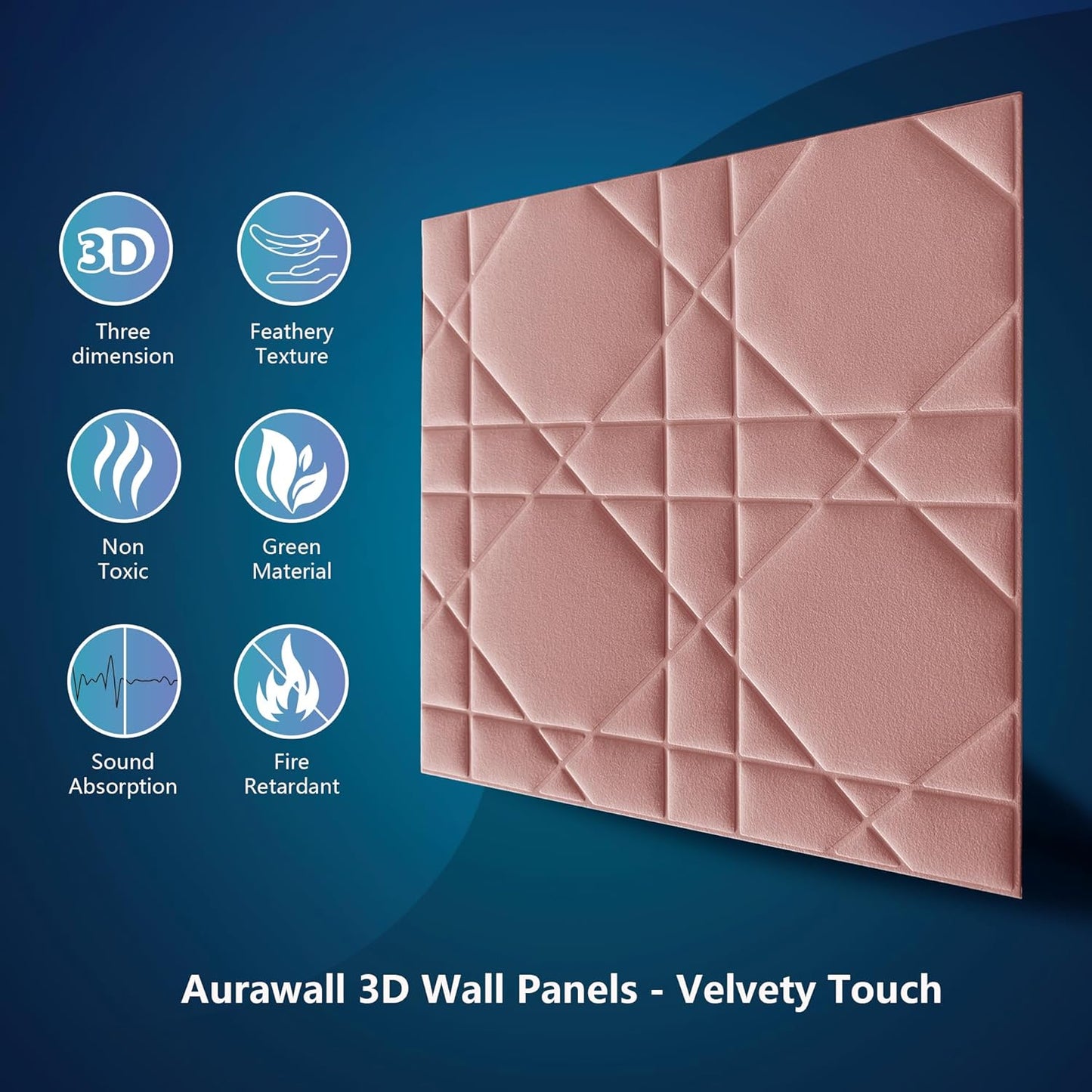 Velvet 3d wall panels for Interior wall Decor peel and stick / Hexagon-pink