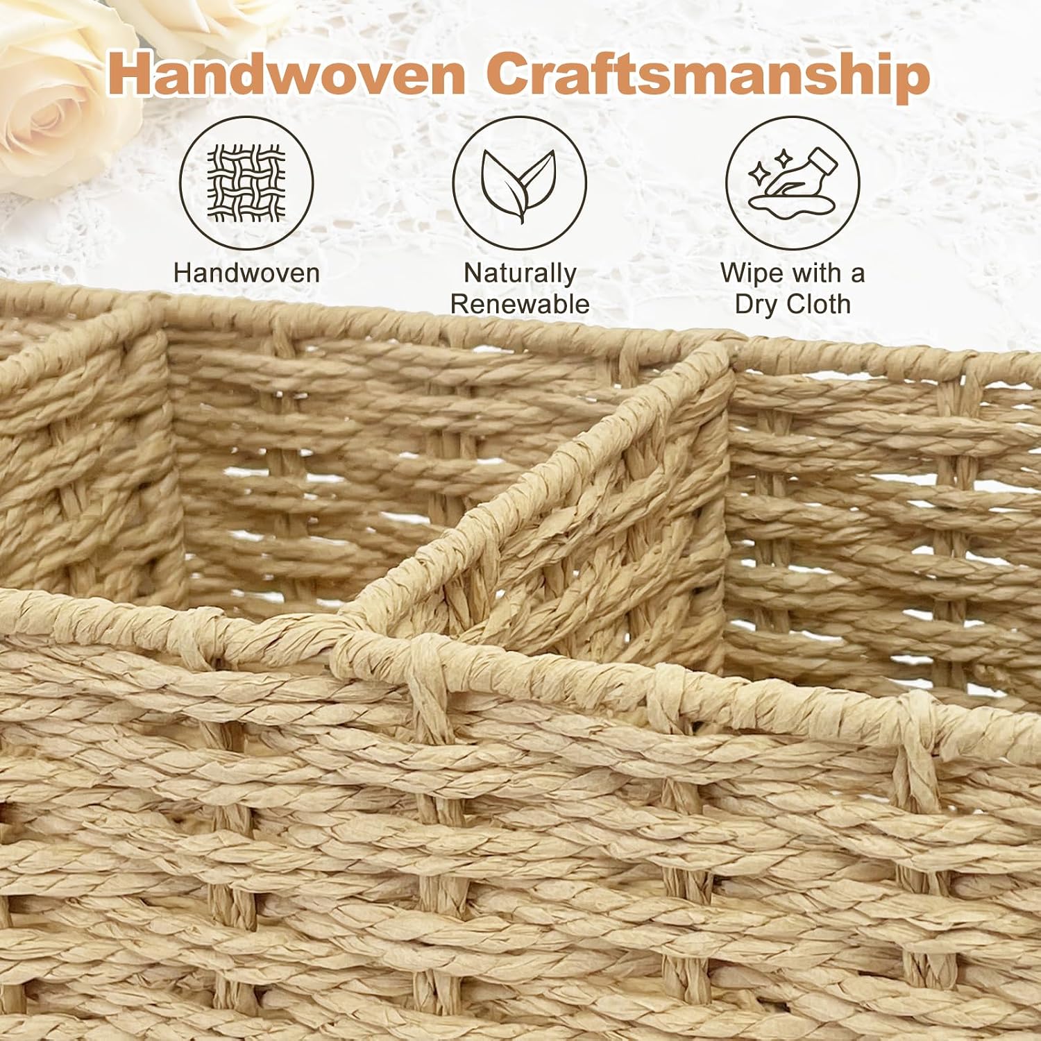 Seagrass Wicker Basket for Toilet Tank Top / Natural