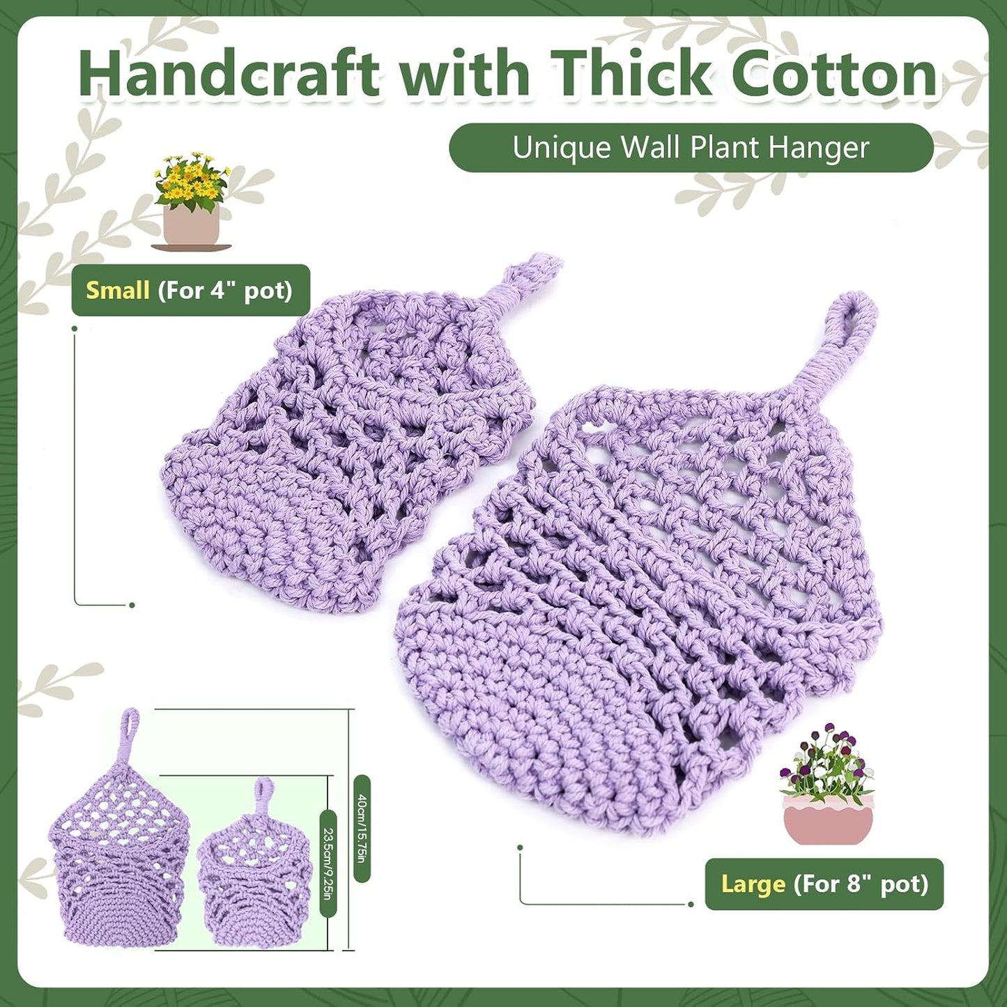Macrame Wall Plant Hanger / Purple / 4-inch / 4 Inch
