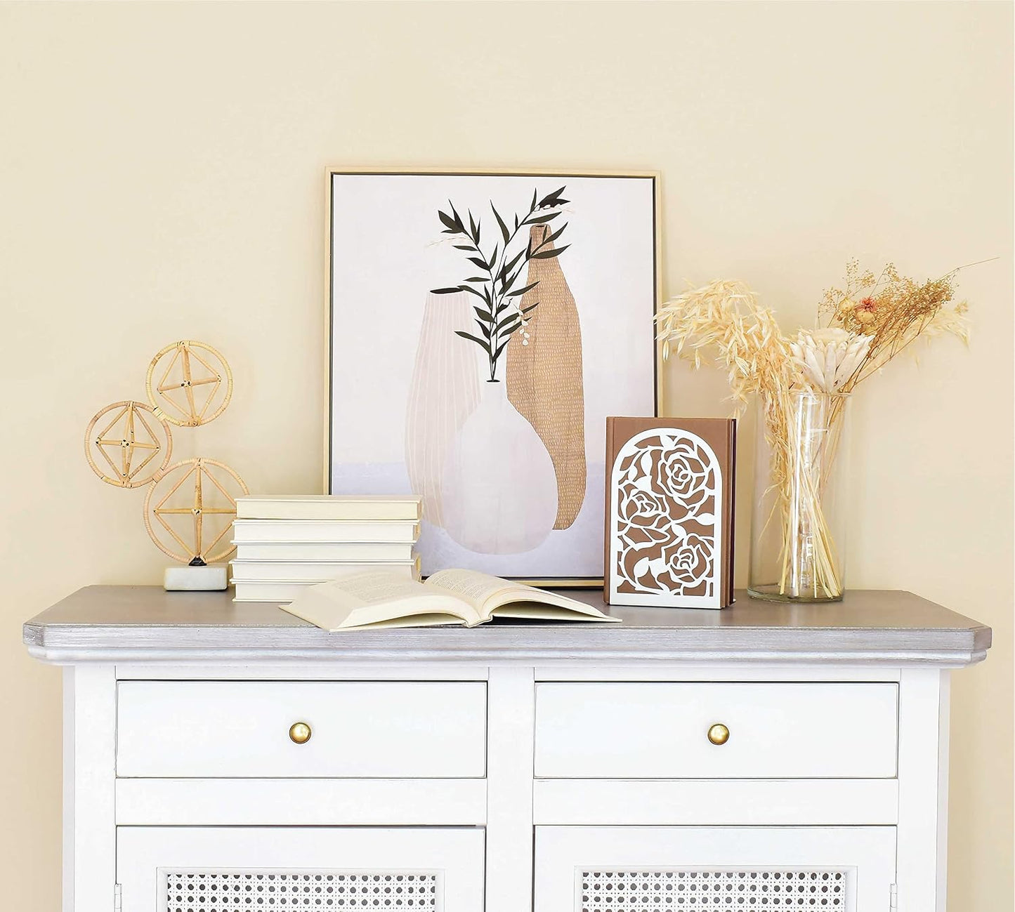 Book Stopper Metal Book Ends / Rose White