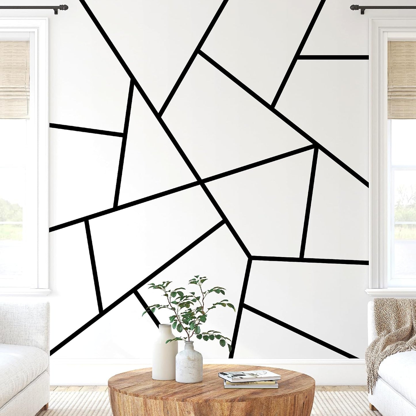 Large Vinyl Modern Line Wall Decals / Black