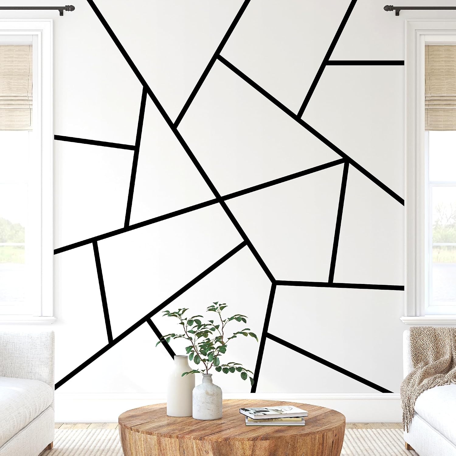 Large Vinyl Modern Line Wall Decals / Black