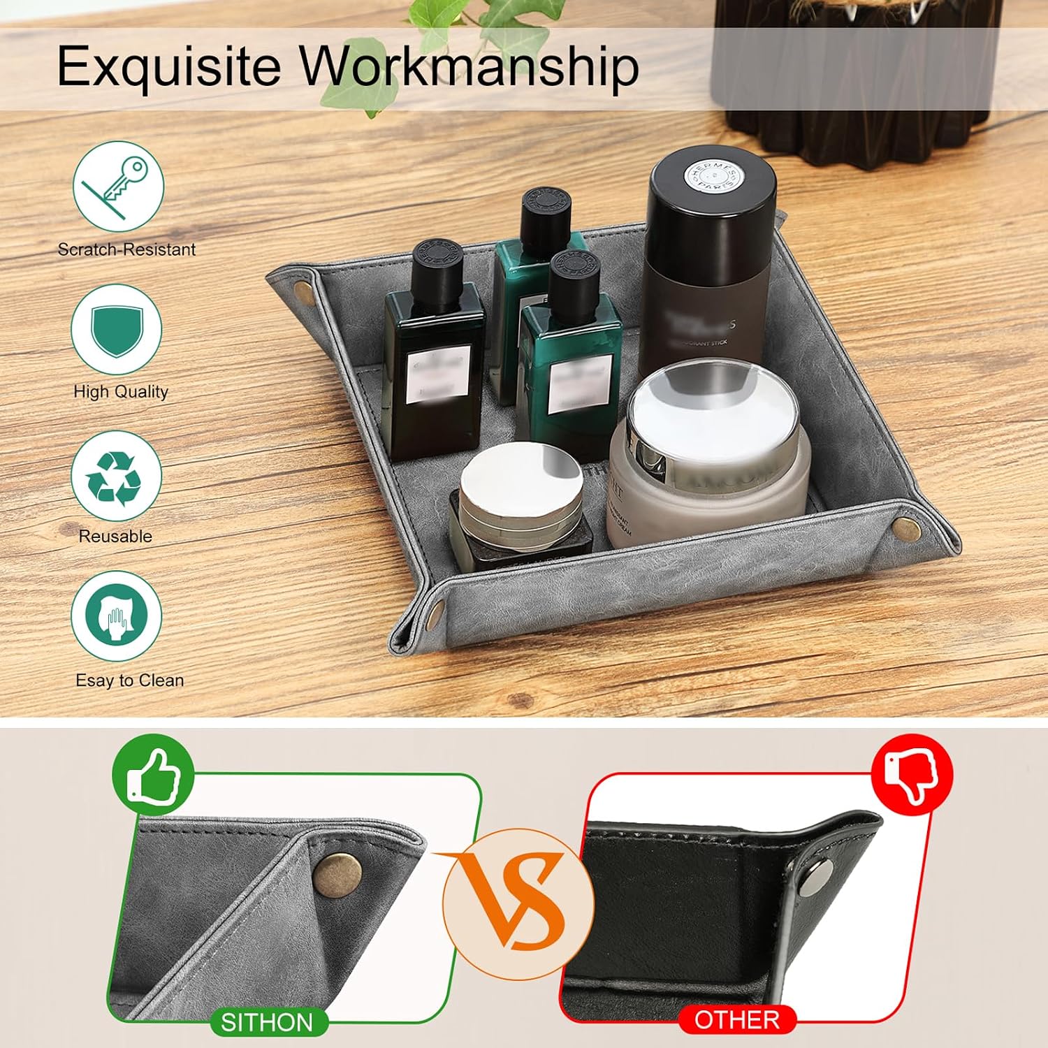 Valet Tray Desktop Storage Organizer / Gray