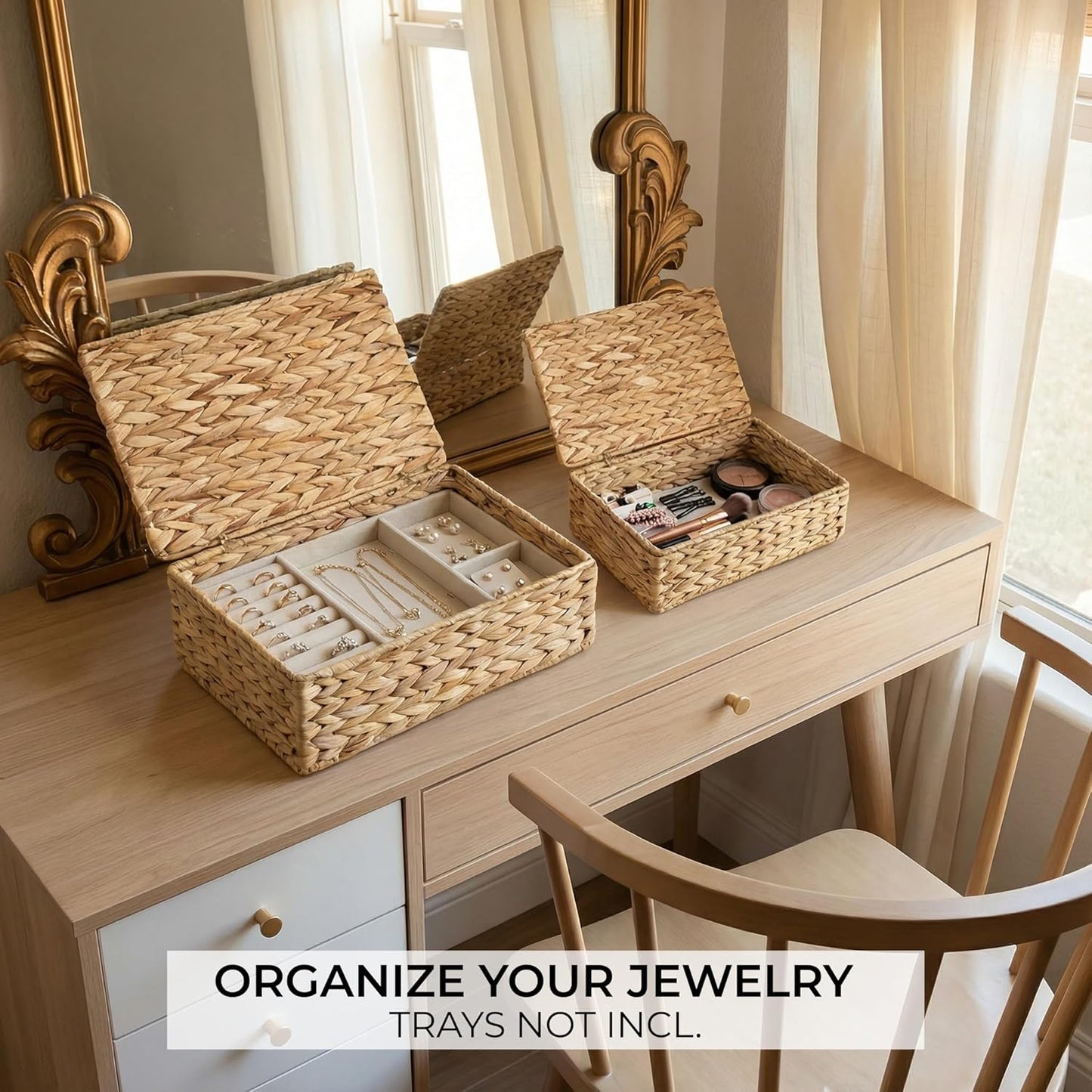 Wicker Organizer Bins for Your Shelves & Home Decor / Set of 2