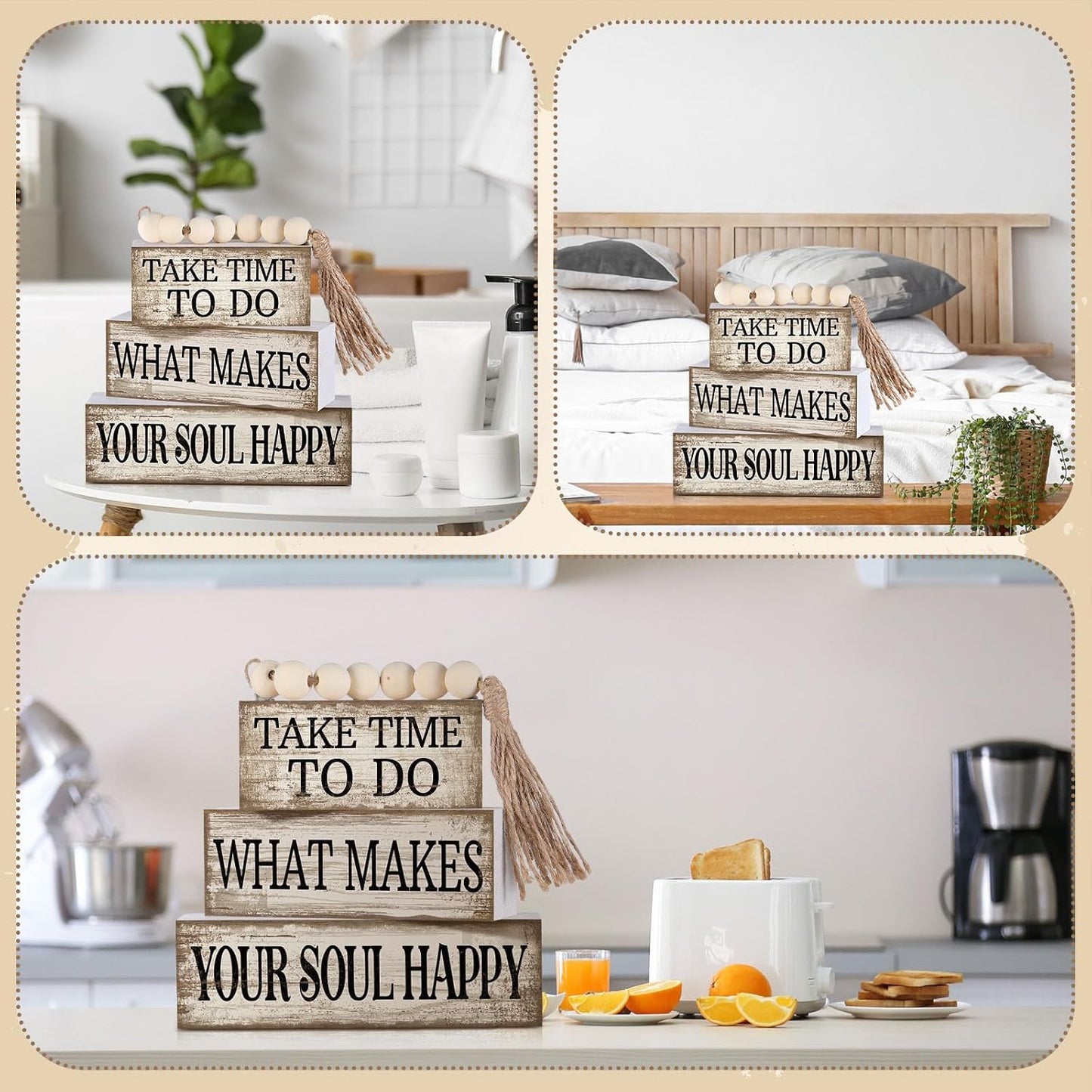 Farmhouse Tabletop Decoration Farmhouse Tiered Tray Decor Rustic Retro / Inspirational / Set of 4