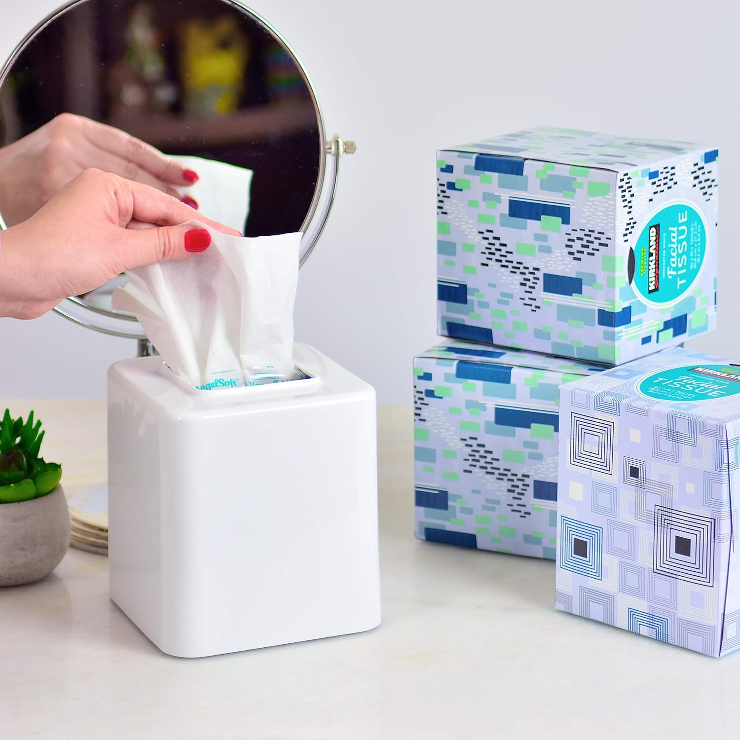 Tissue Box Covers / White / Set of 2