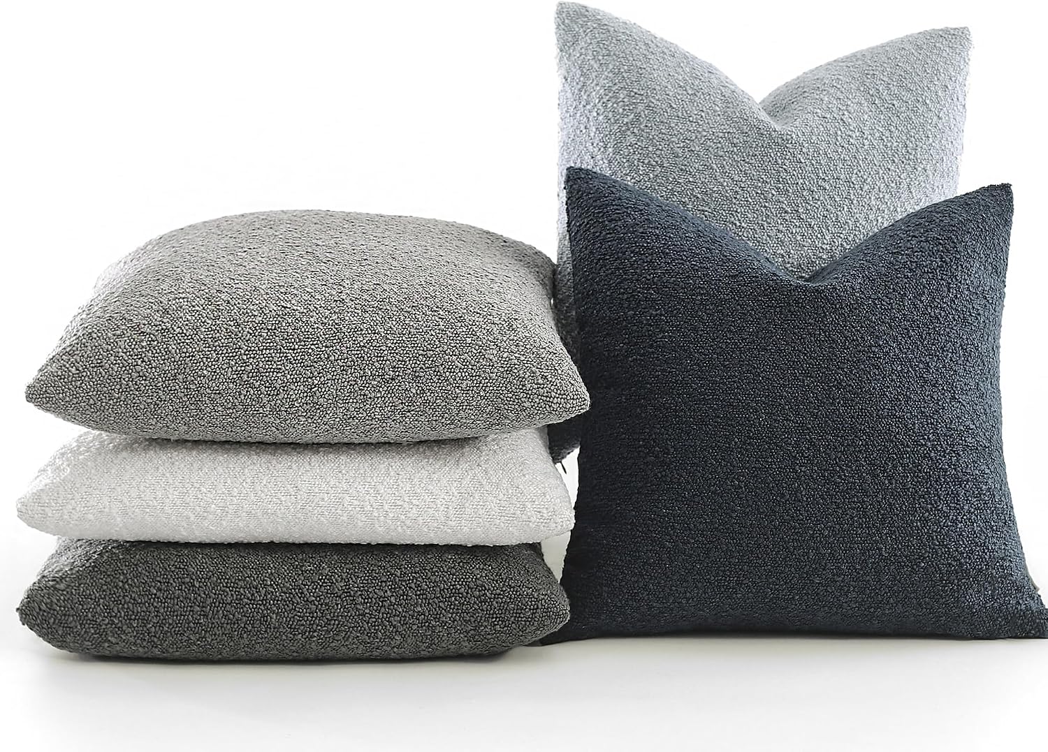 Boucle Decorative Throw Pillow Covers / Charcoal / 22 x 22 / Set of 2