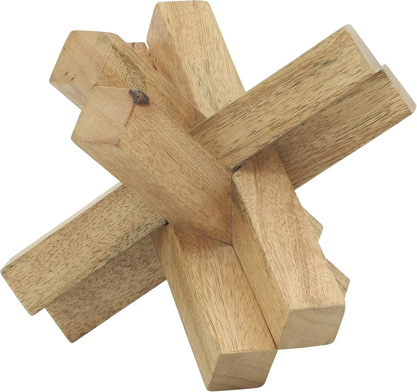 Modern Jacks Sculpture Decorative Wooden Accent / 6.0" H / Brown