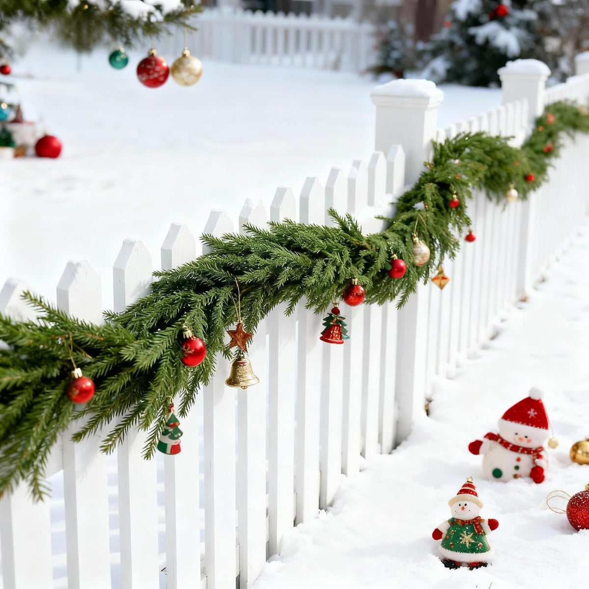 2 Pack Christmas Norfolk Pine Garland 9FT, Real Touch Greenery | Full Evergreen Pine Garland for Mantle, Fireplace