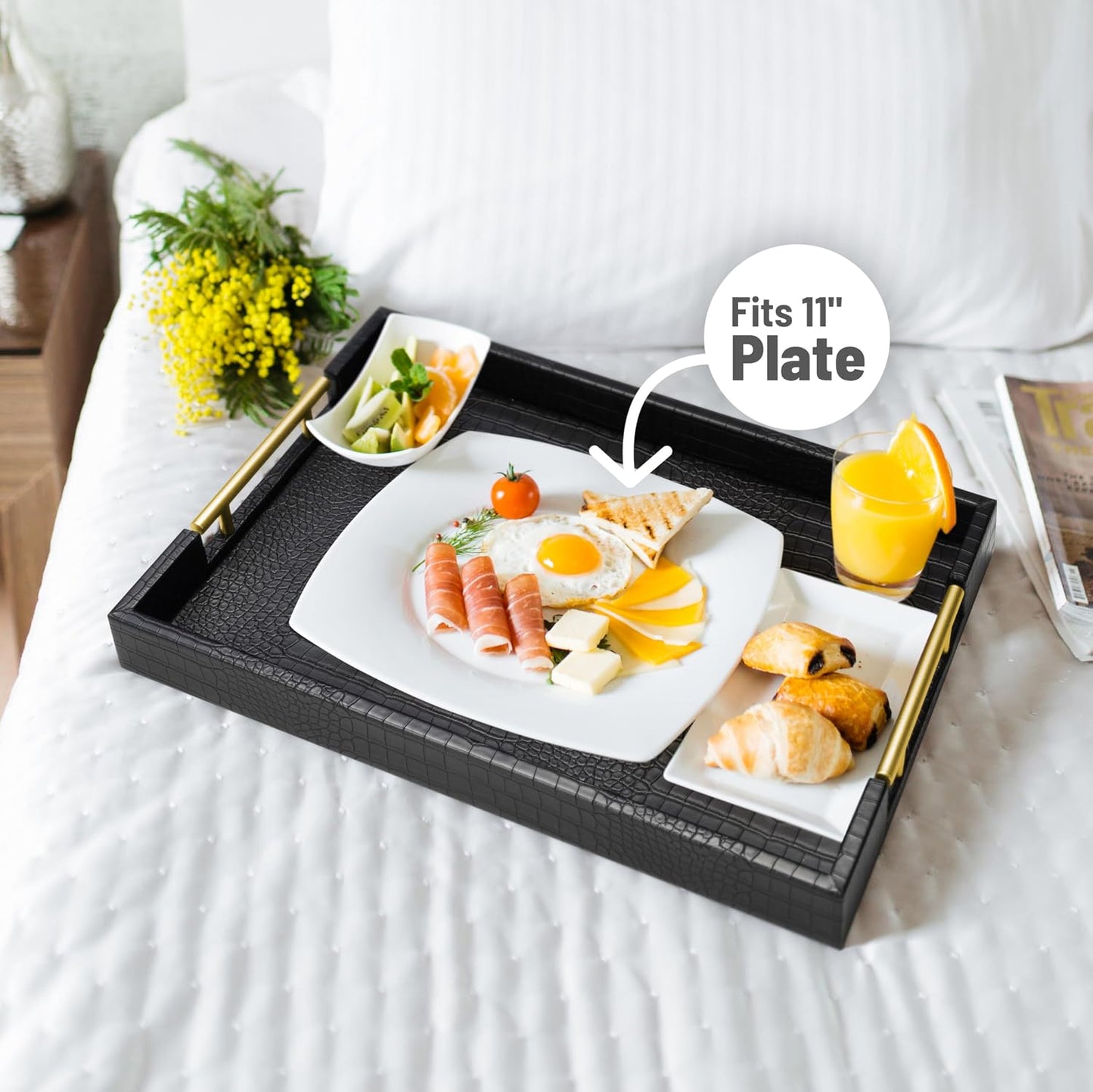 Wood Serving Tray / Alligator Black / 17 x 12 x 1.8