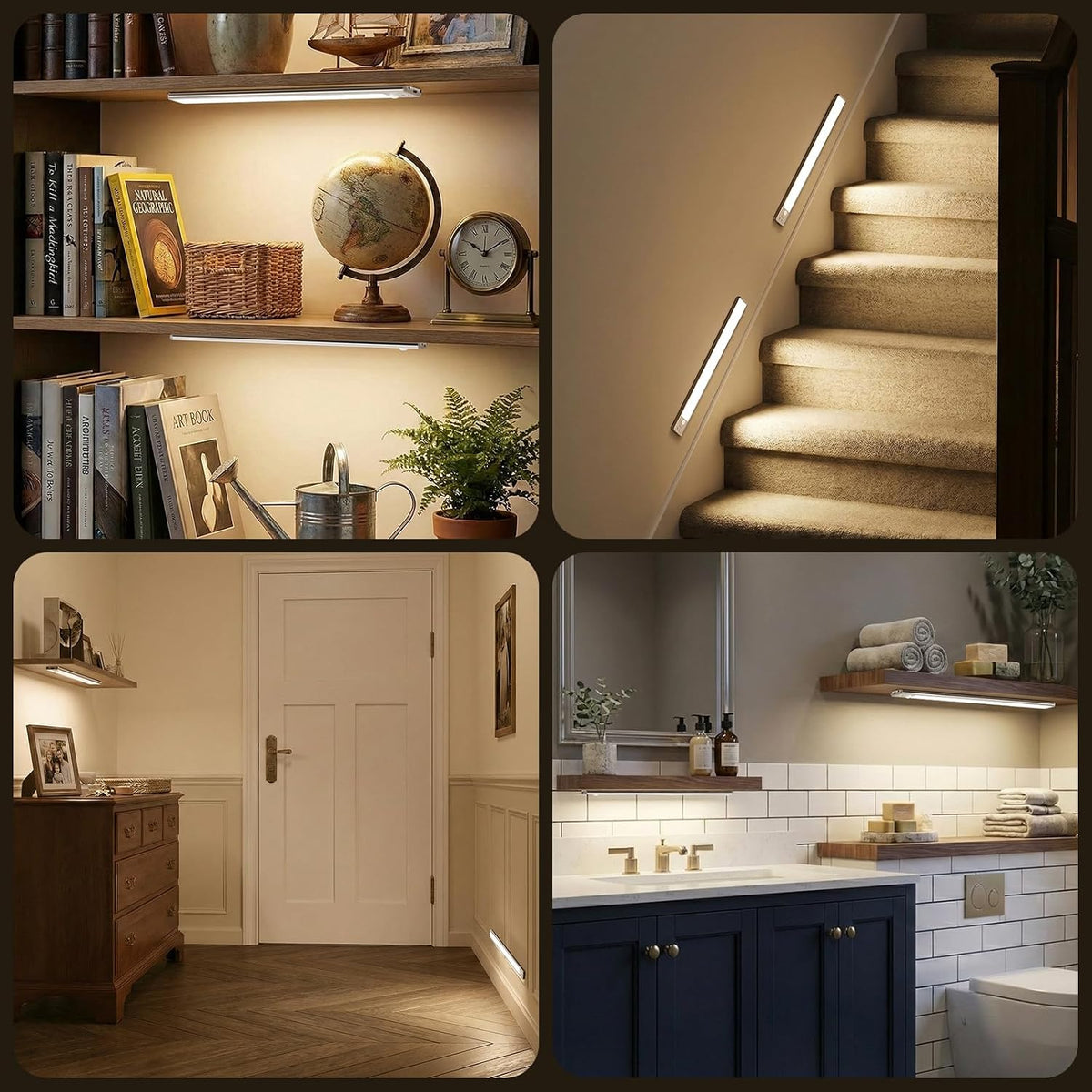 BLS 14.8inch Under Cabinet Lighting, LED Closet Lights, Motion Sensor Light Indoor, Battery Operated USB C