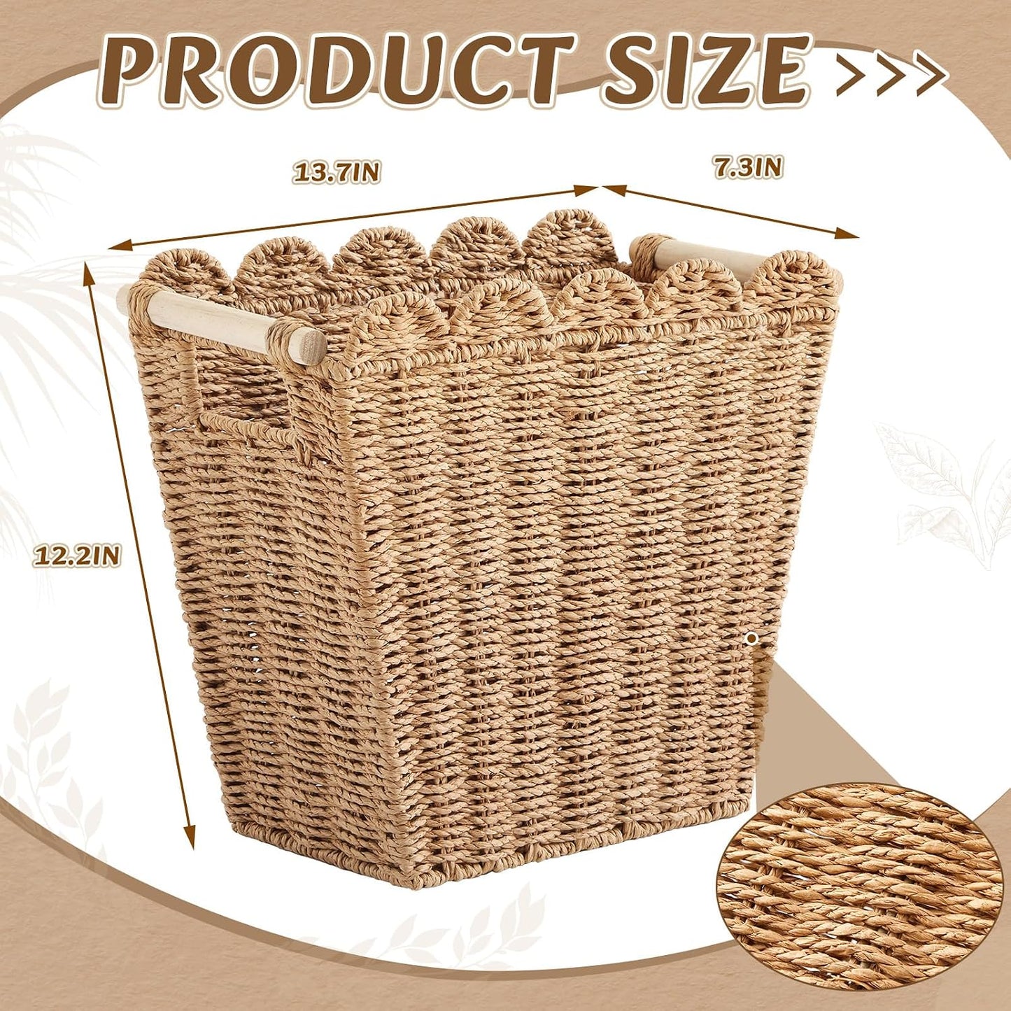 Rattan Paper Rope Waste Basket / Brown