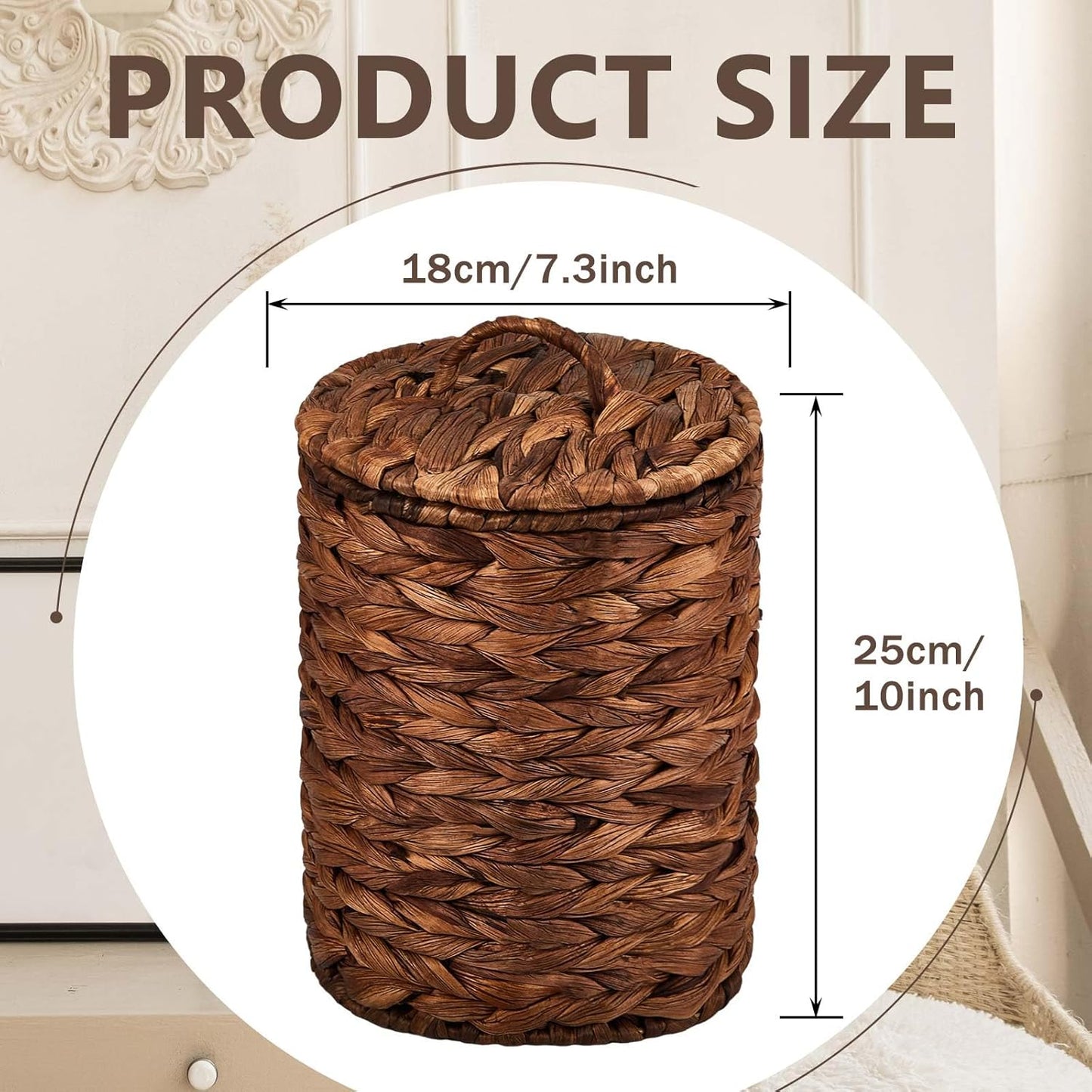 Wicker Trash Can Basket Woven Waste Basket / Deep Coffee / Small / Set of 100
