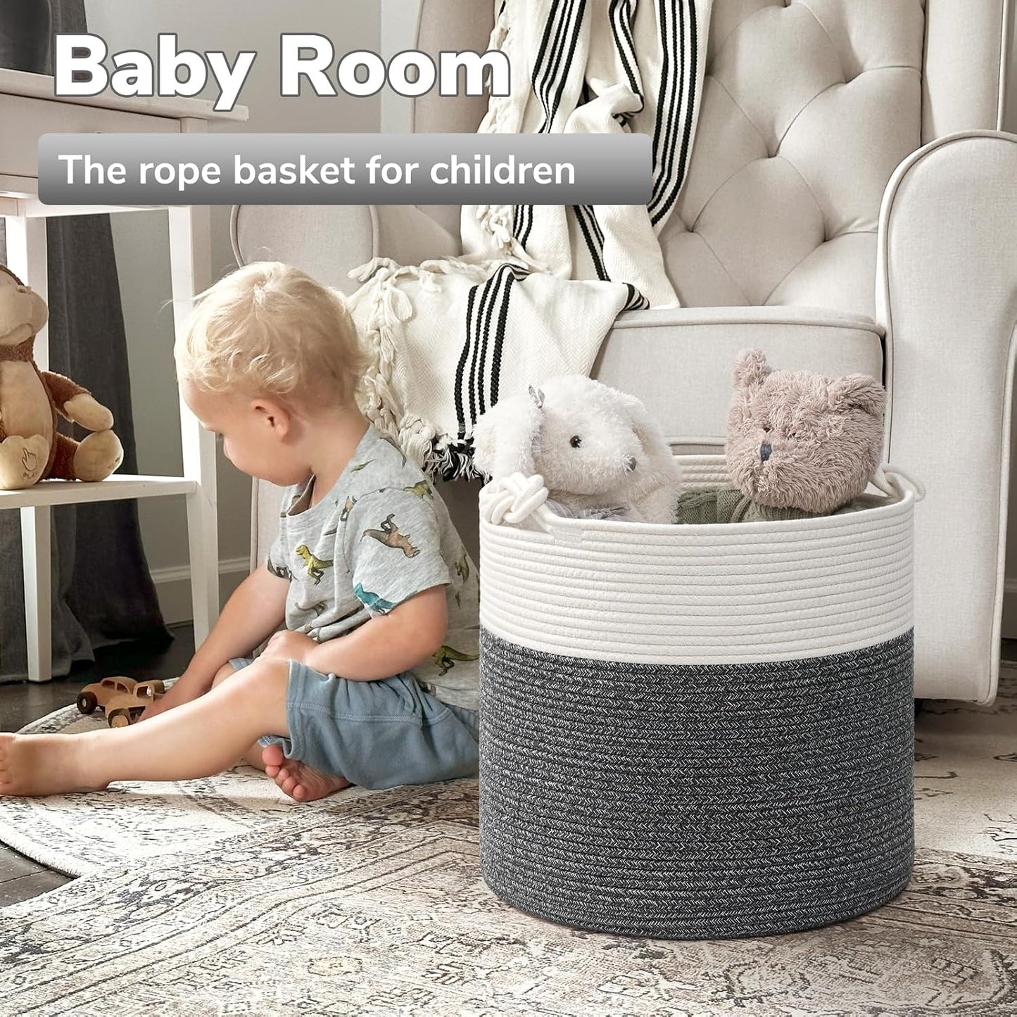 Baby Storage Basket / Dark Gray / 15 x 14.2