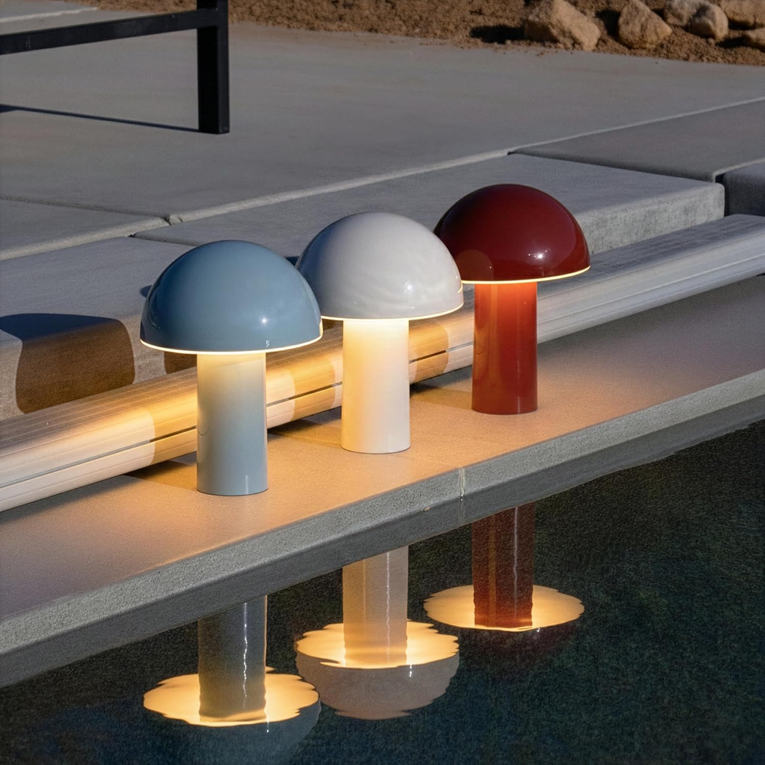 Brightech Celia Mood Lamp – 10" Touch-Controlled Mushroom Table Lamp, Cordless & Dimmable LED, Portable & Rechargeable