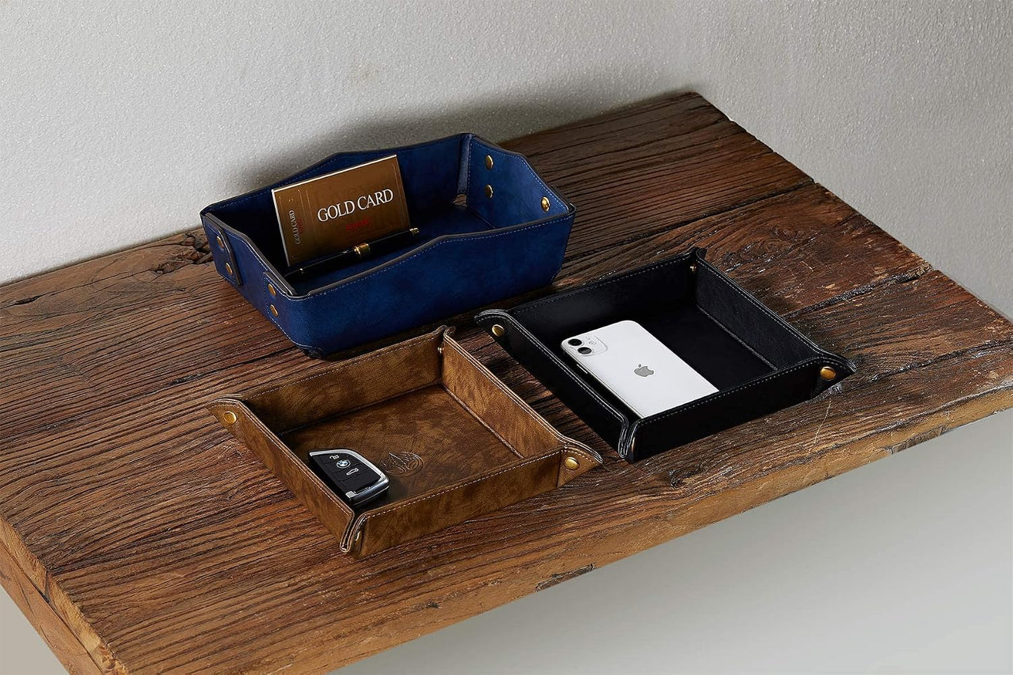 Travel PU Valet Tray / Dark Blue_l / Blue