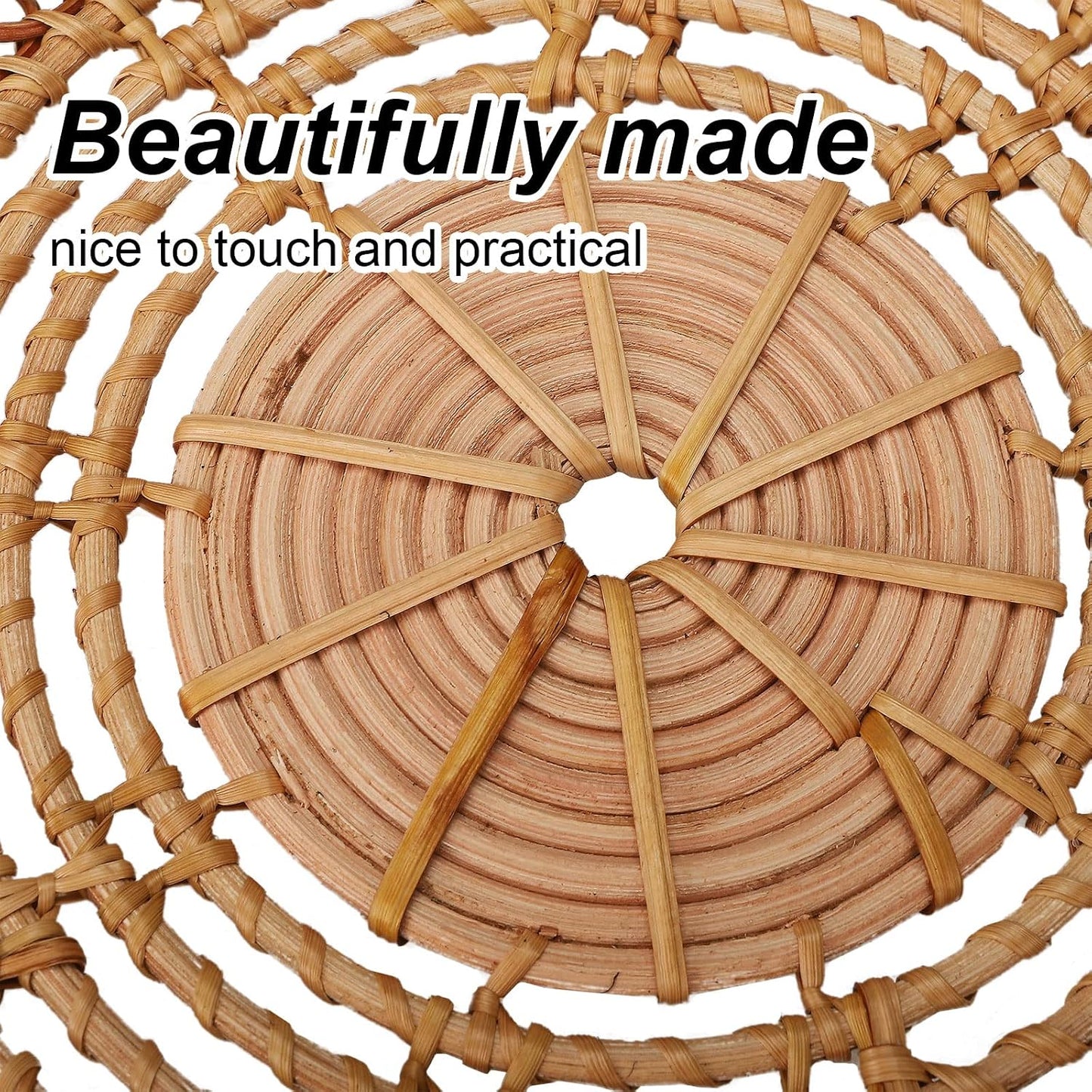 Boho Handmade Hanging Wall Baskets / Rattan Flower 33cm