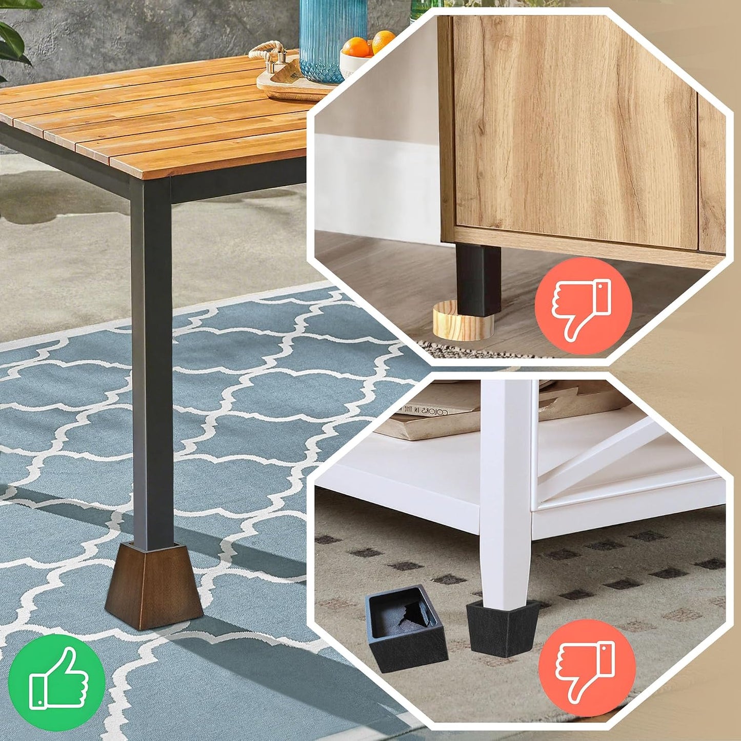 Wood Bed Risers (4 inch Pyramid)