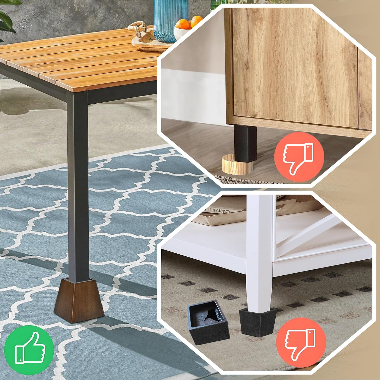 Wood Bed Risers (4 inch Pyramid)
