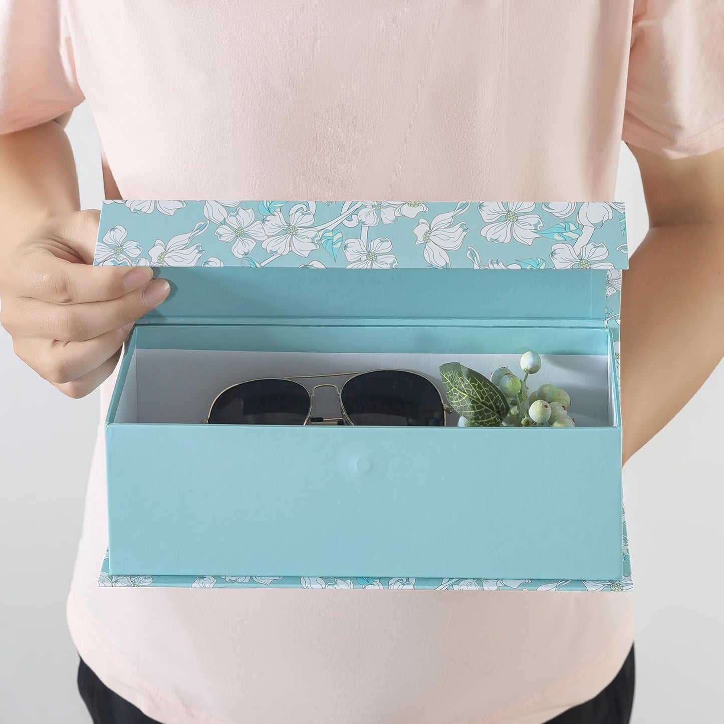 Cardboard Boxes / Decorative Storage Boxes / Blue Botanical / Set of 3
