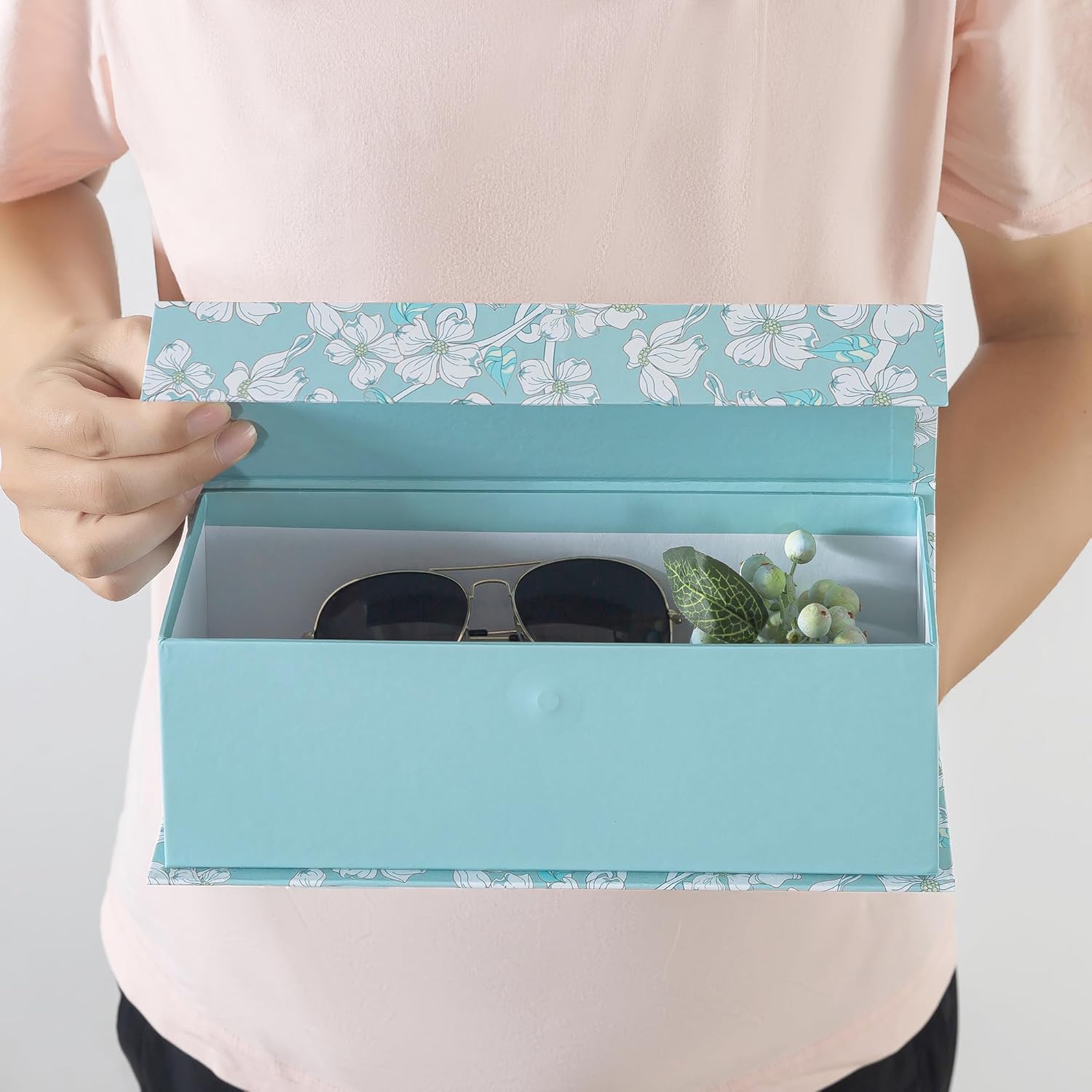 Cardboard Boxes / Decorative Storage Boxes / Blue Botanical / Set of 3