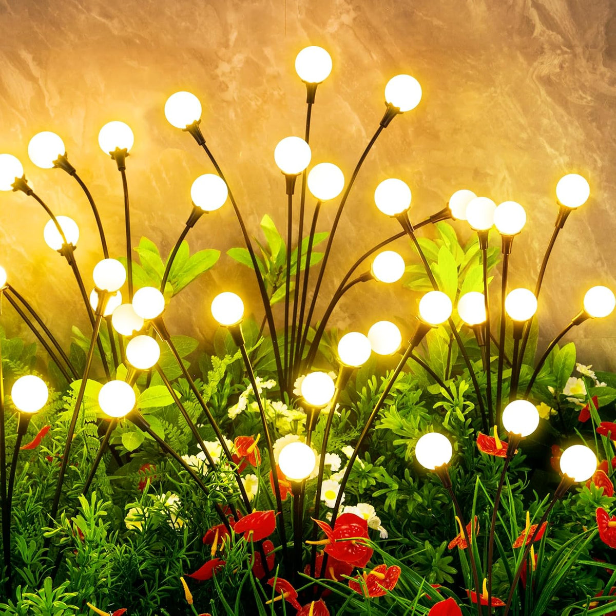 vignuto Solar Lights Outdoor Waterproof,6 Packs 48LED, Garden Decor, Patio Decor, Firefly Lights Solar Outdoor, Unique Gifts for Women