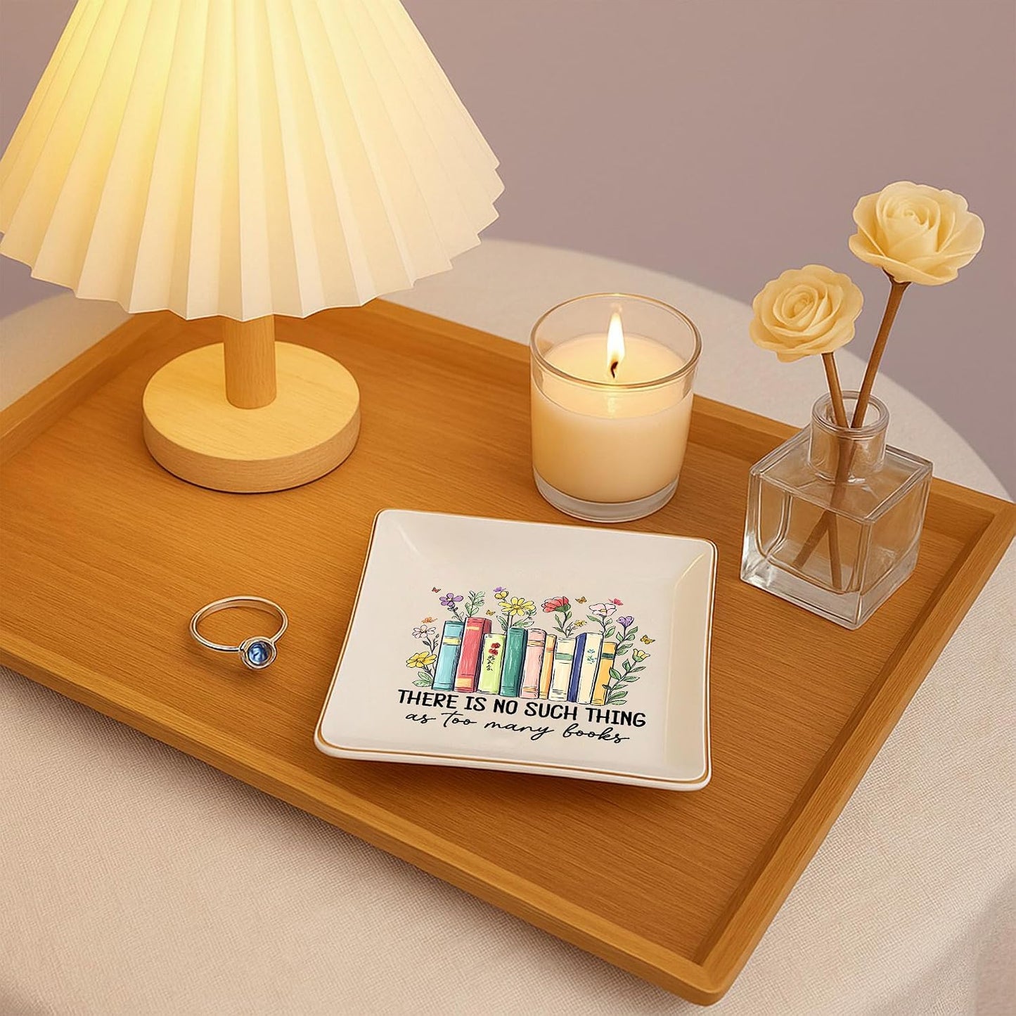 Floral Books 4" Jewelry Dish / Book Lovers