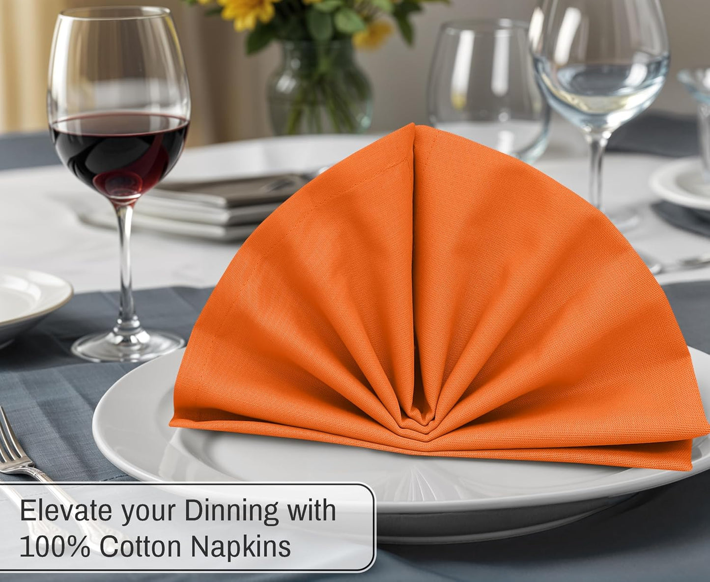 Ruvanti Cloth Napkins Set of 12, 100% Cotton 18”x18” - Orange Peel | Washable, Soft, Durable & Absorbent Everyday