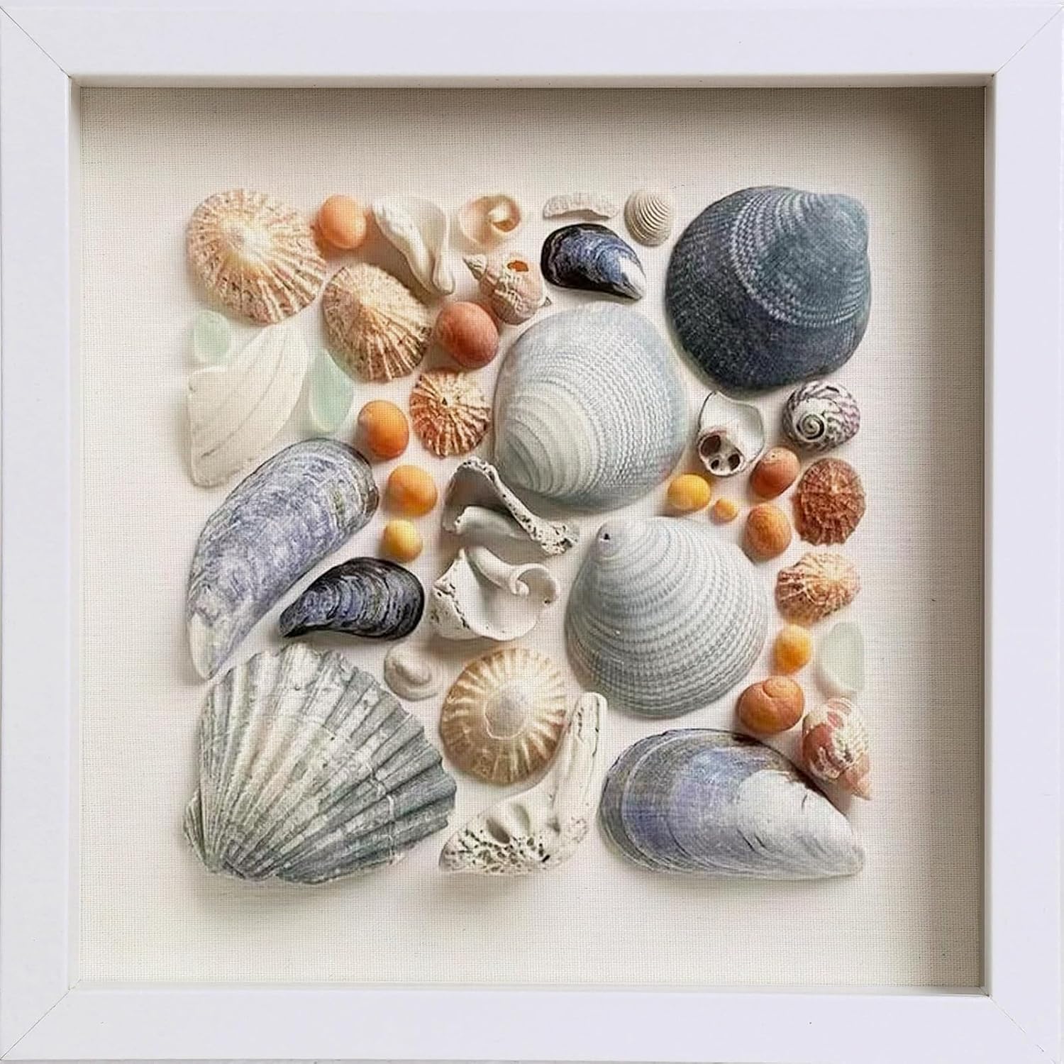 Elegant Deep Wood Shadow Box Frames - Set of 3 White 10x10 Display Cases with Real Glass and Linen Backboard, Perfect