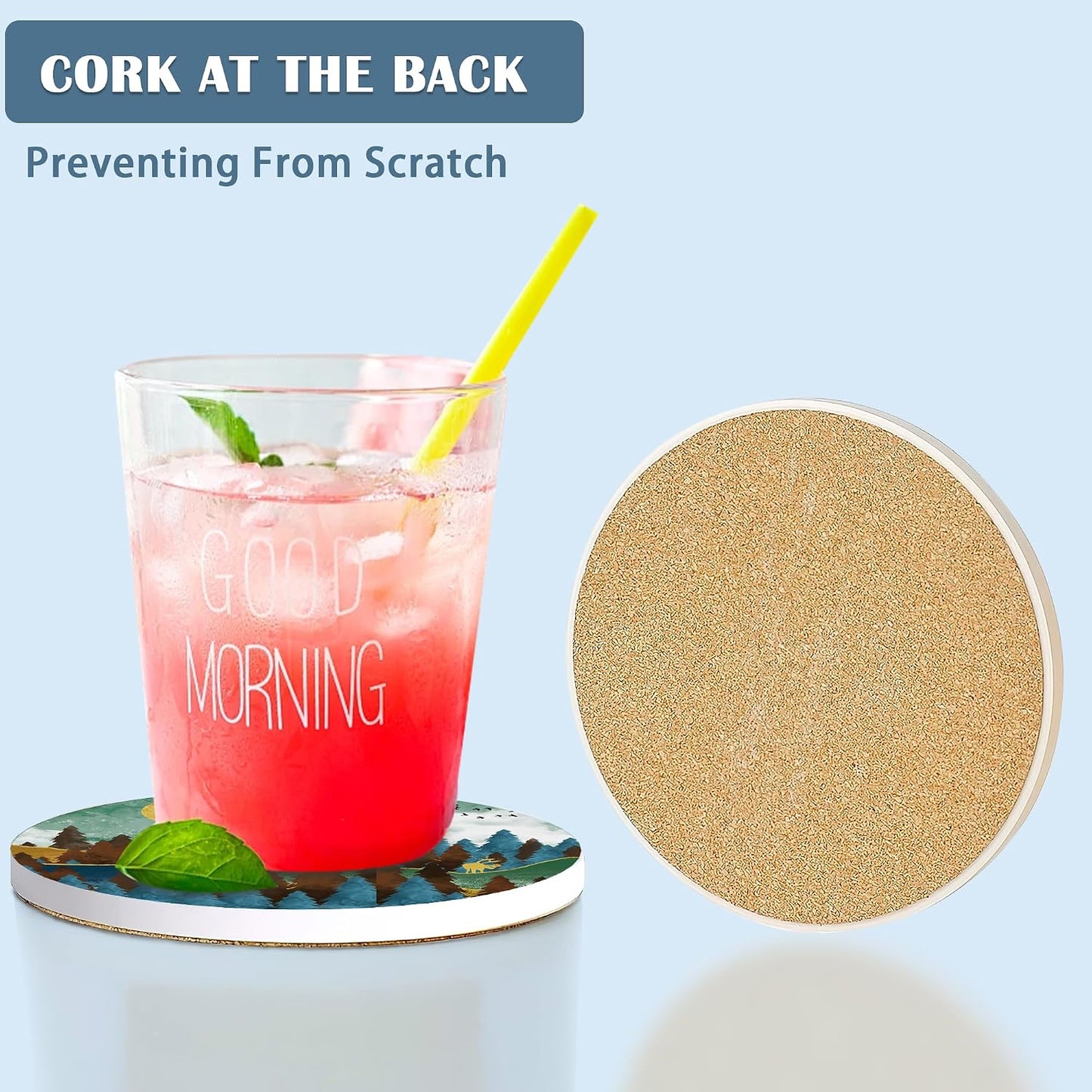 Coasters for Drinks / Mountains and Forest Nature / Set of 4
